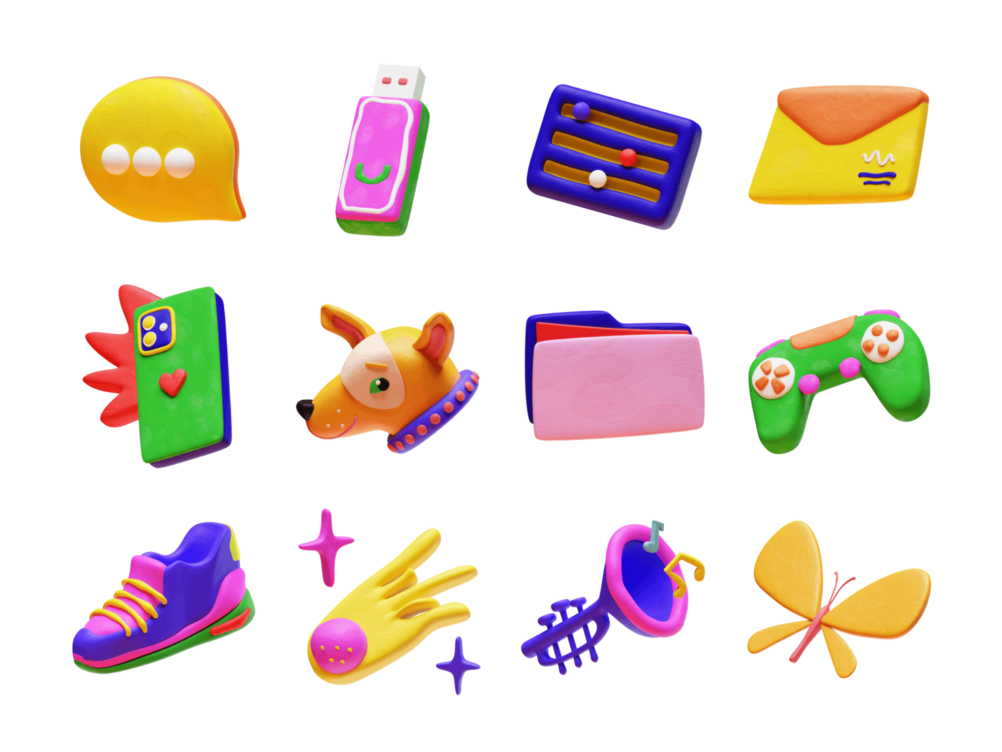 Plasticine 3D sticker of a cute character