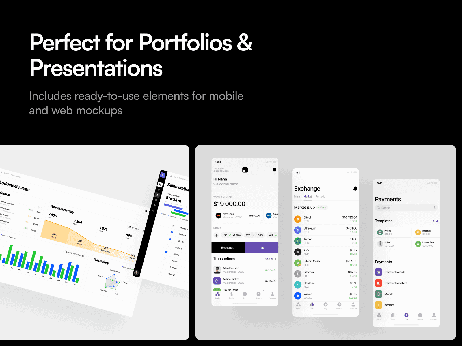 Presentation card mockup in a modern style