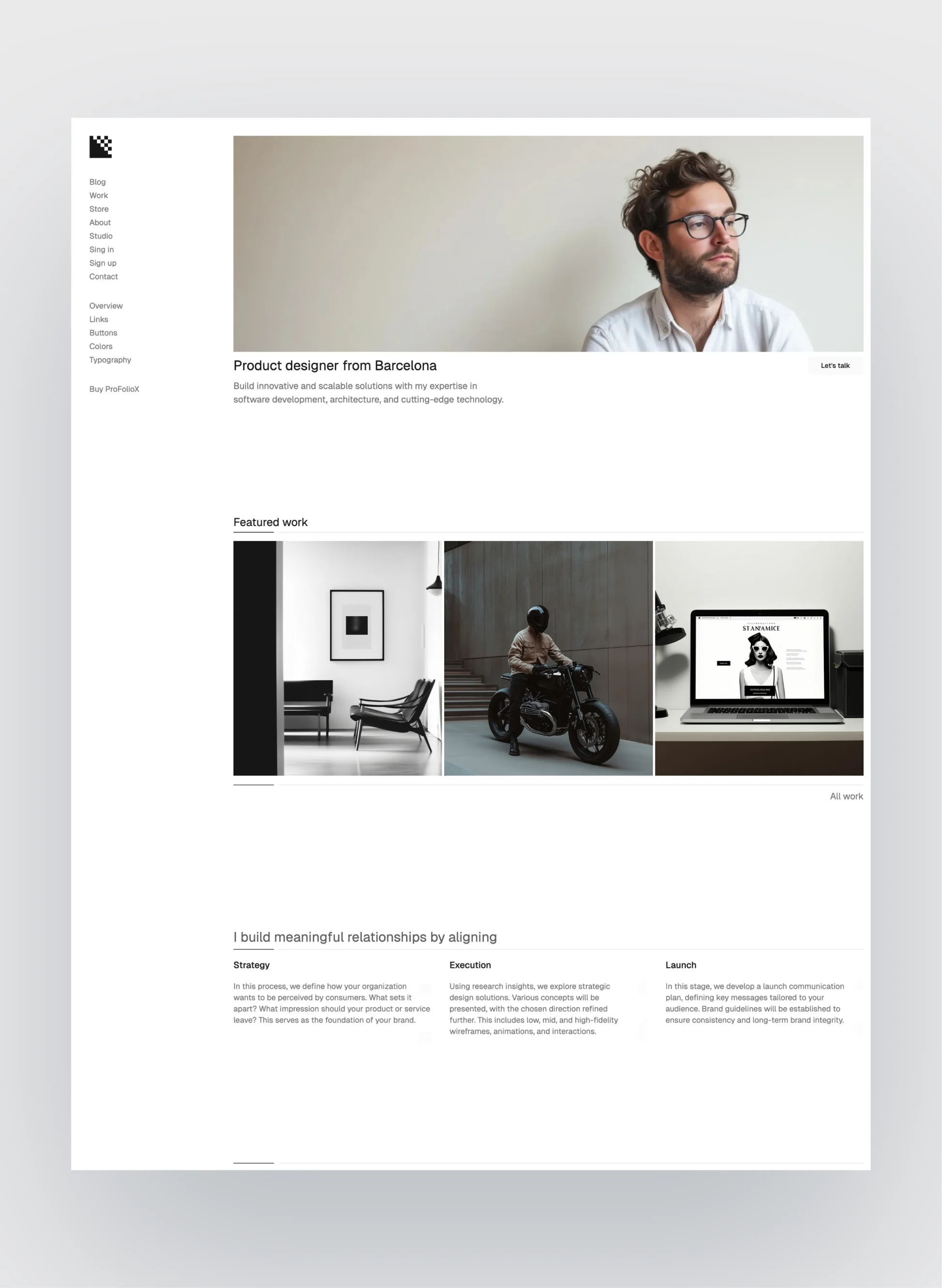 Pro FolioX portfolio template dark mode preview