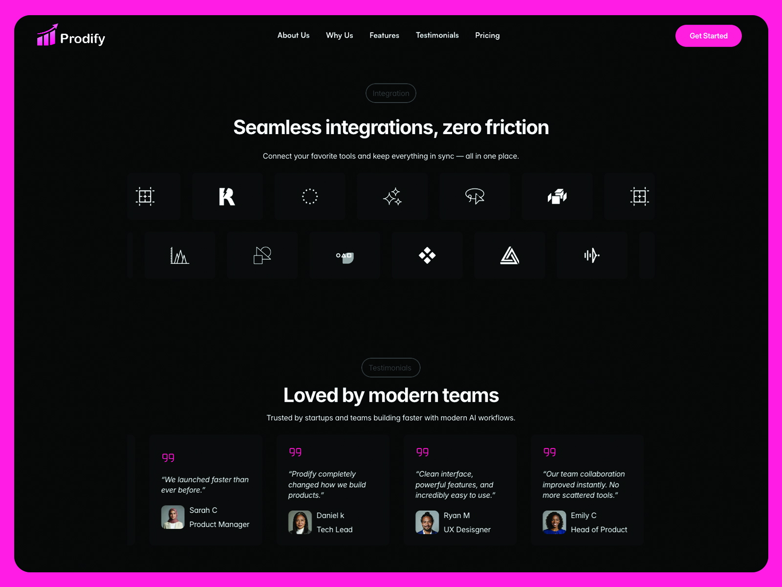 Demo of responsive design in Prodify template