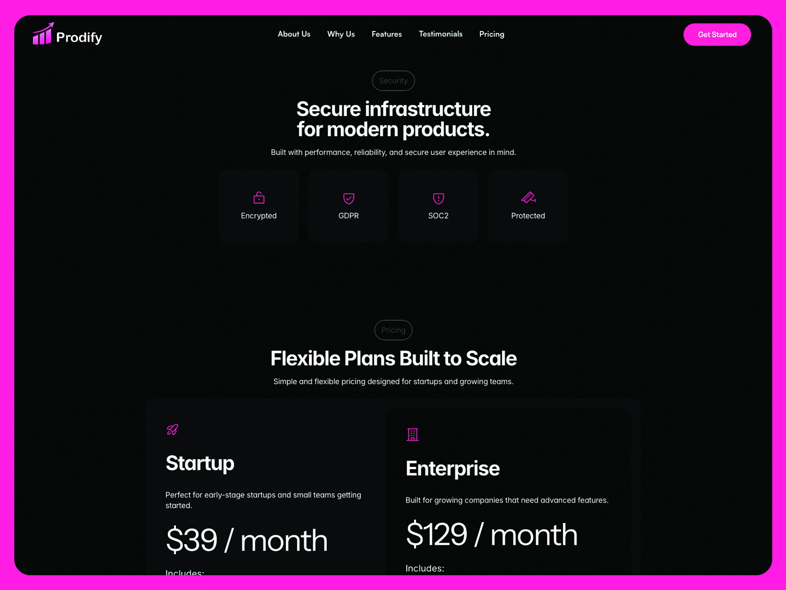 Engaging testimonials section in Prodify template