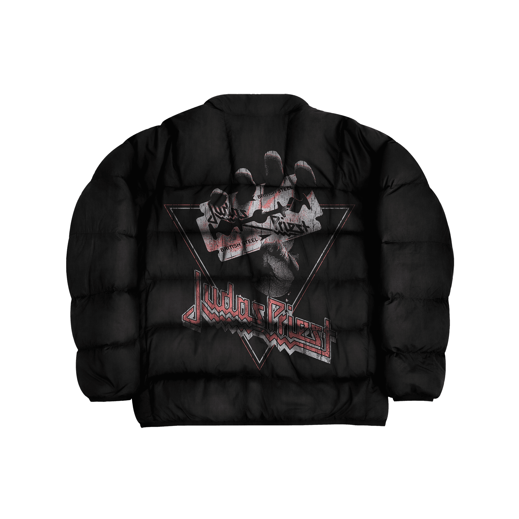 Side view of puffer jacket mockup