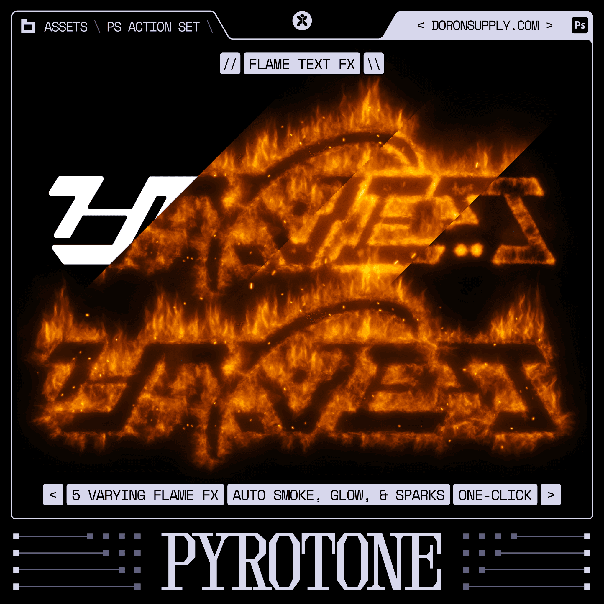 Flaming text effect created with PYROTONE®