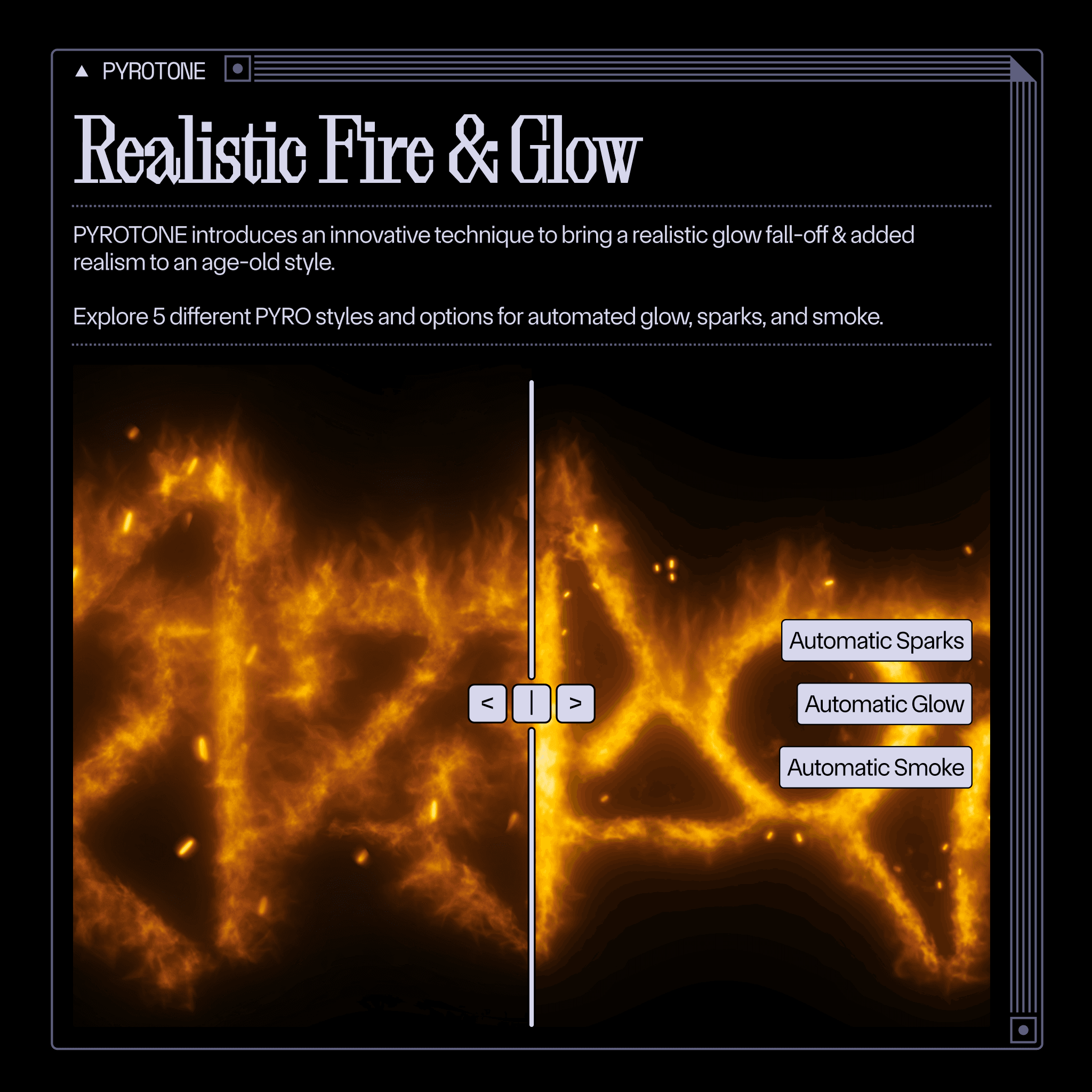 Logo transformed with fire and smoke effects using PYROTONE®
