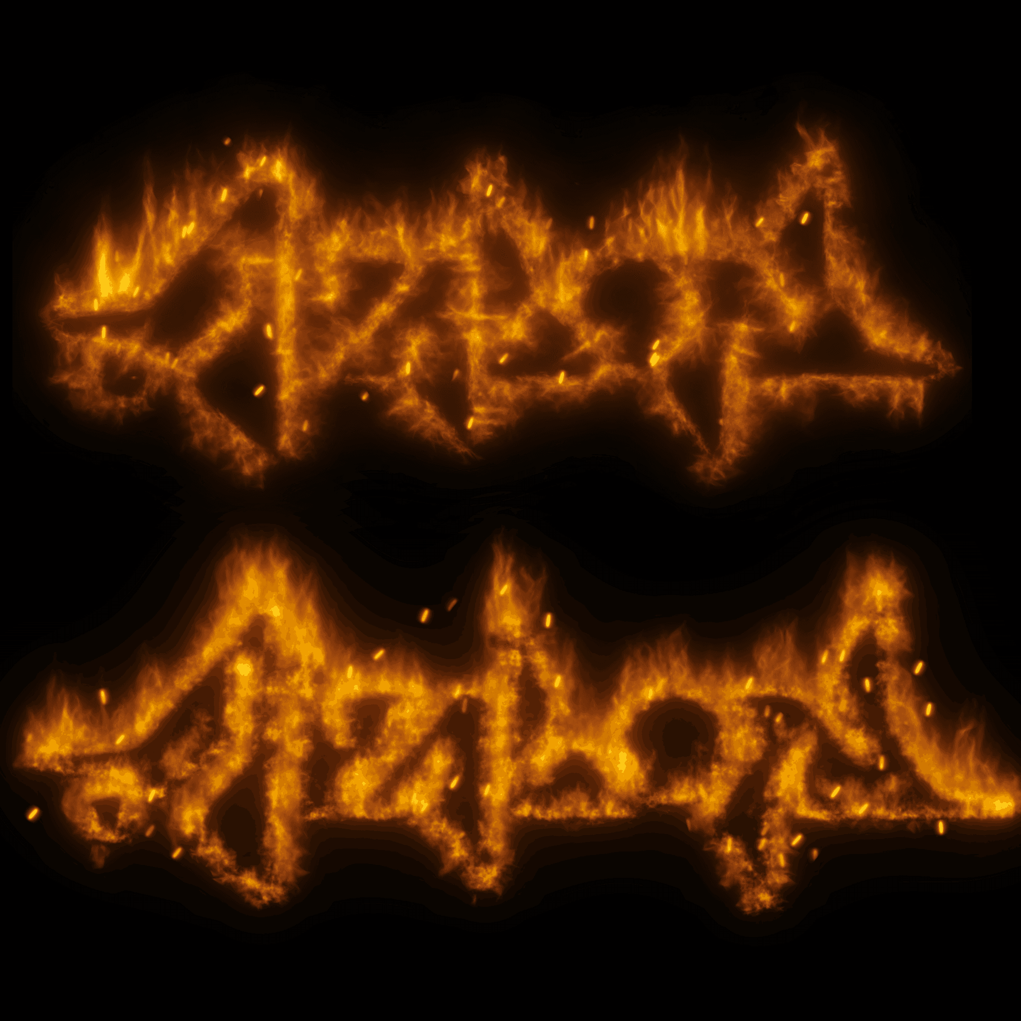 Fire effect on a graphic design sample using PYROTONE®