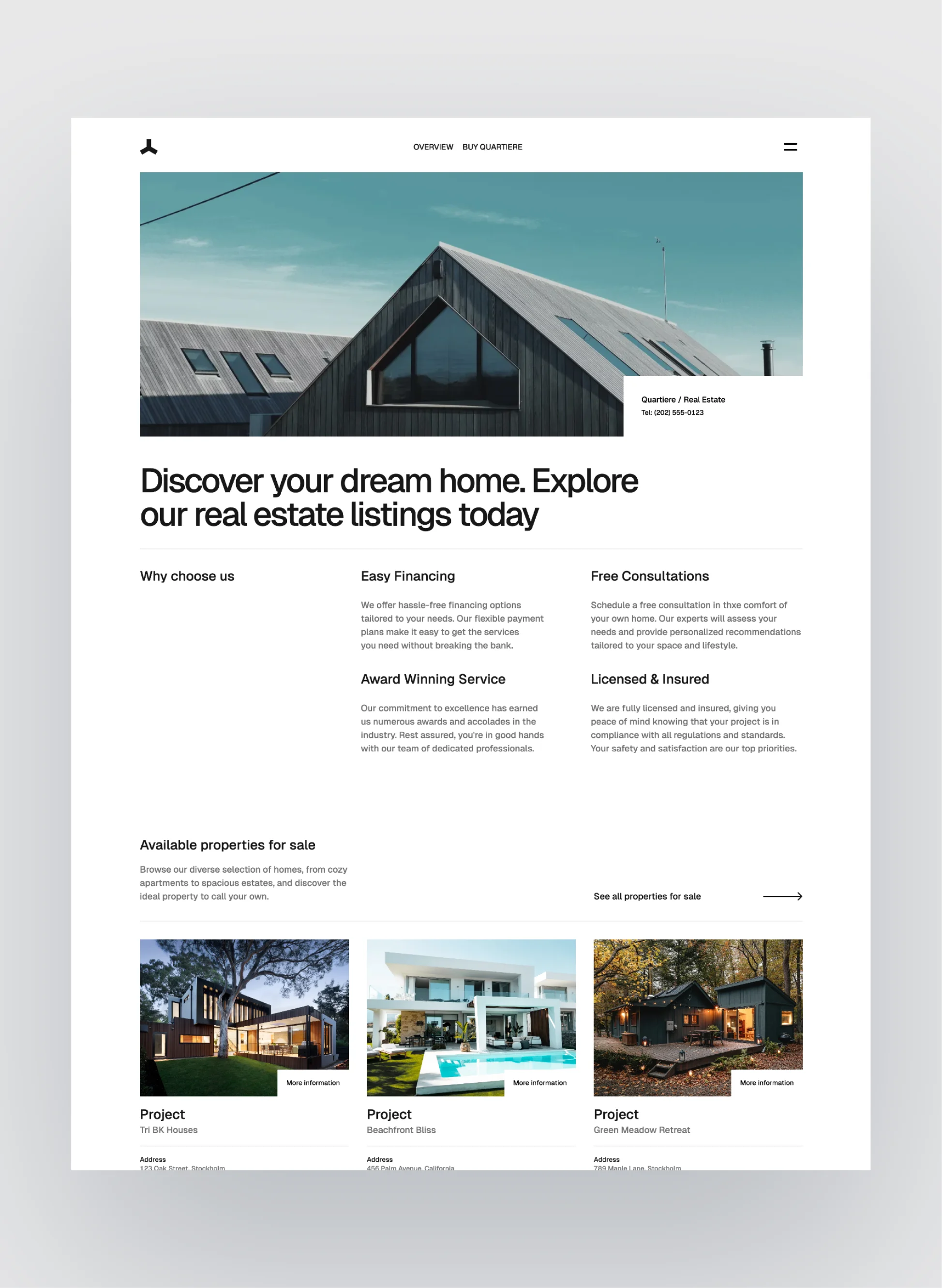 Quartiere interior page showcasing property details