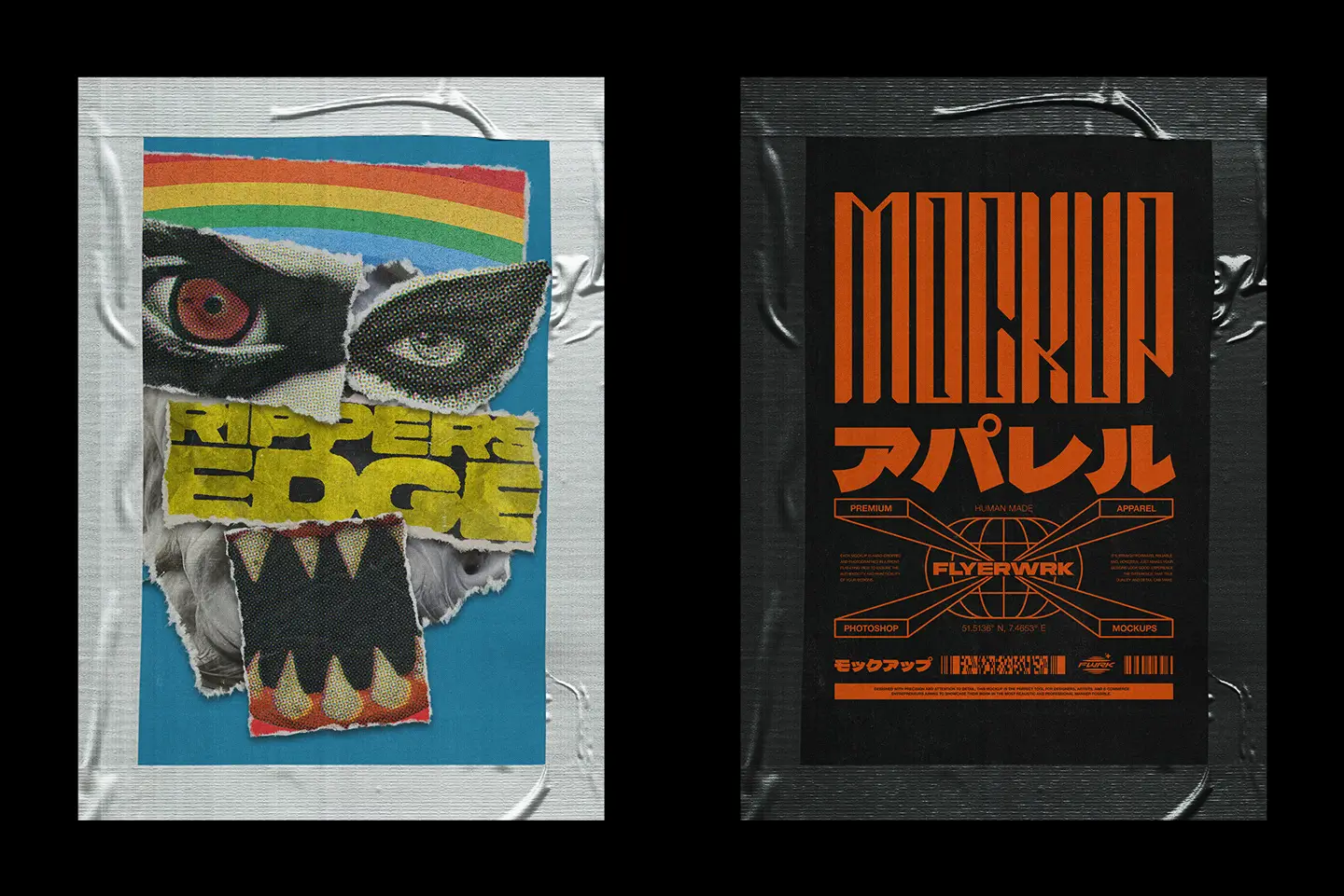 Close-up of taped edges in poster mockup
