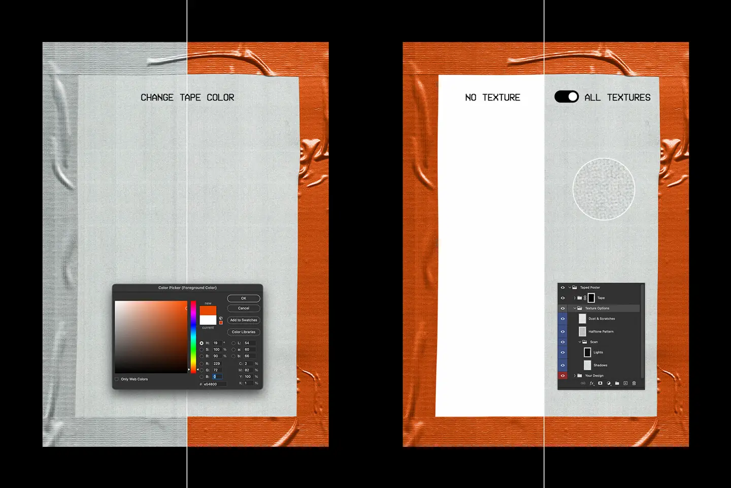 Above view of a poster mockup with realistic shadows
