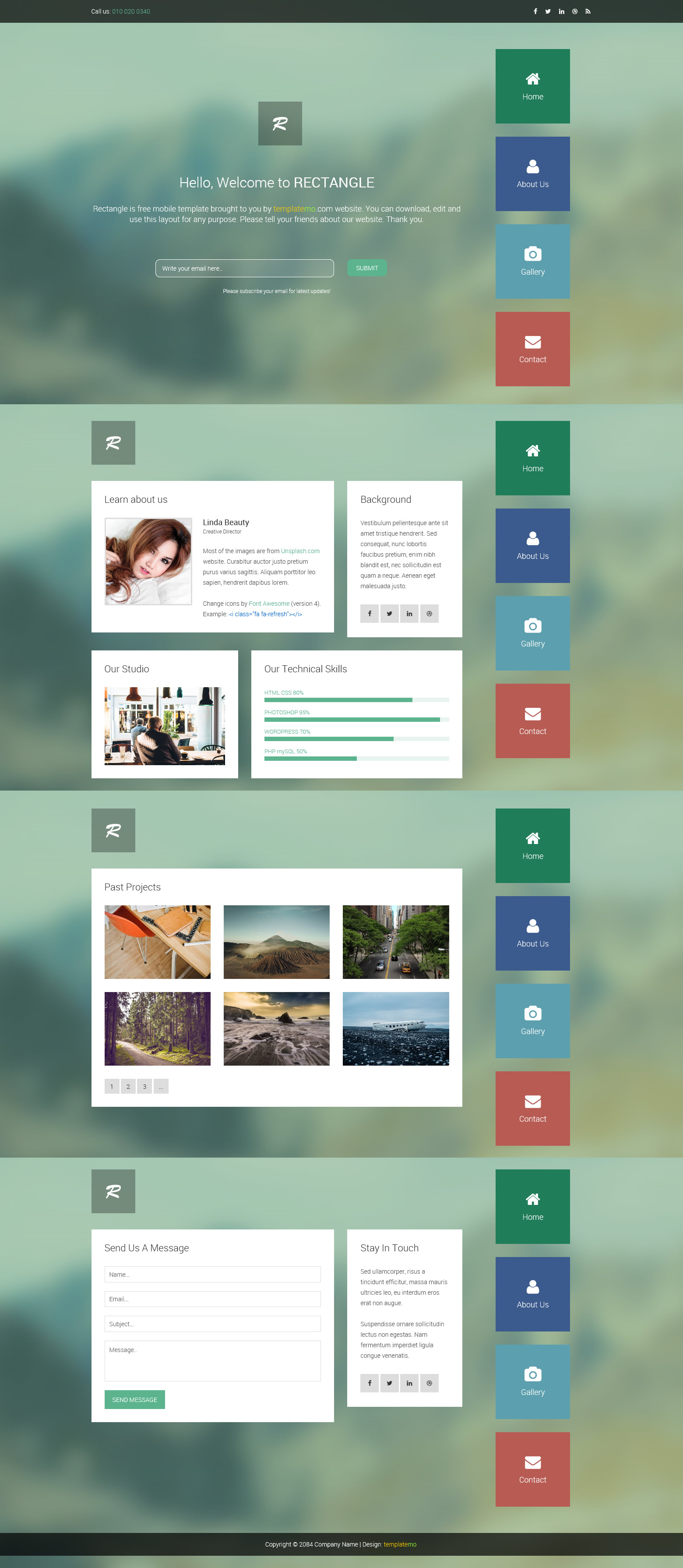 Preview of the Rectangle Template mobile layout