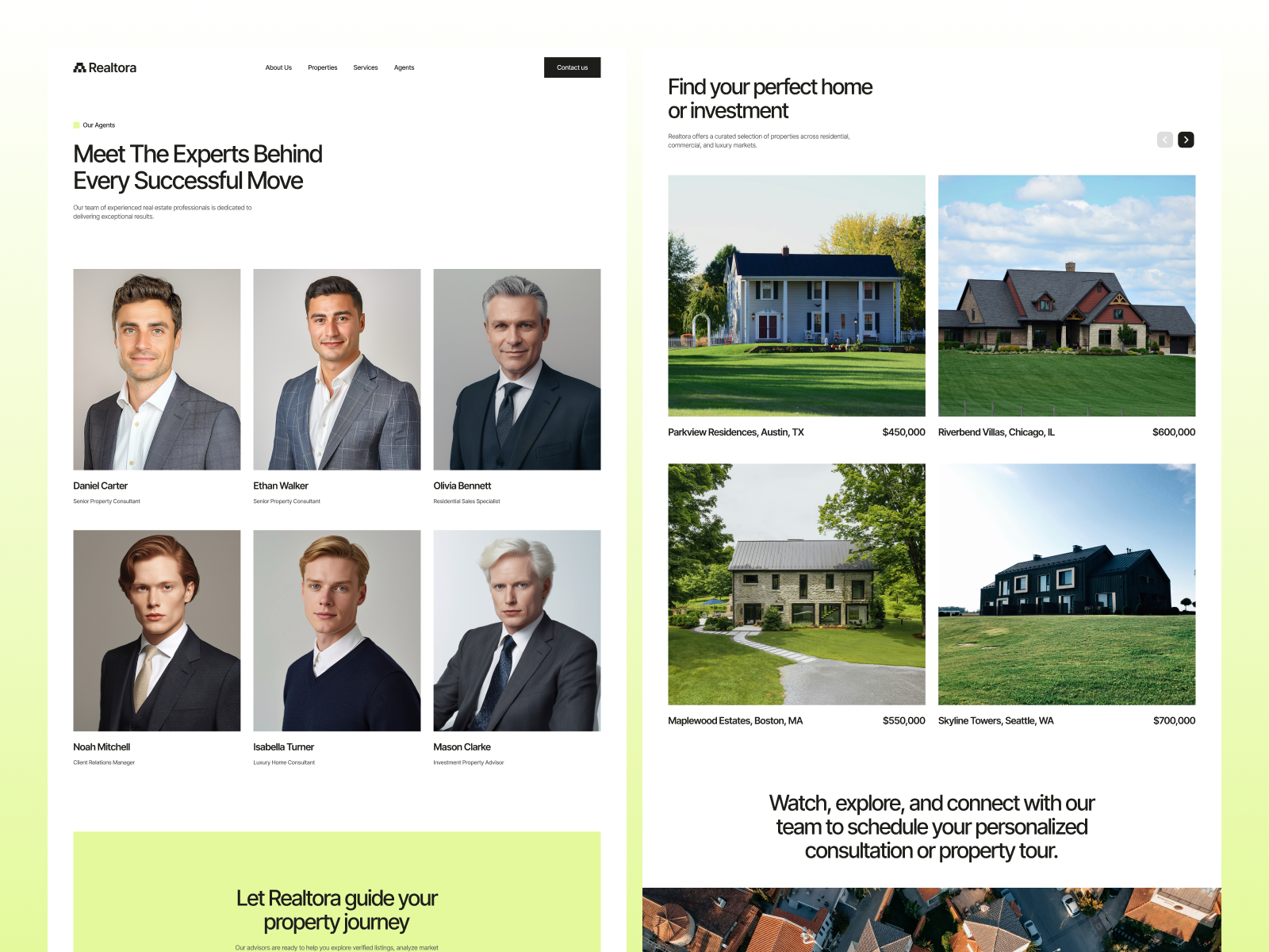 Contact page of Relatora template design