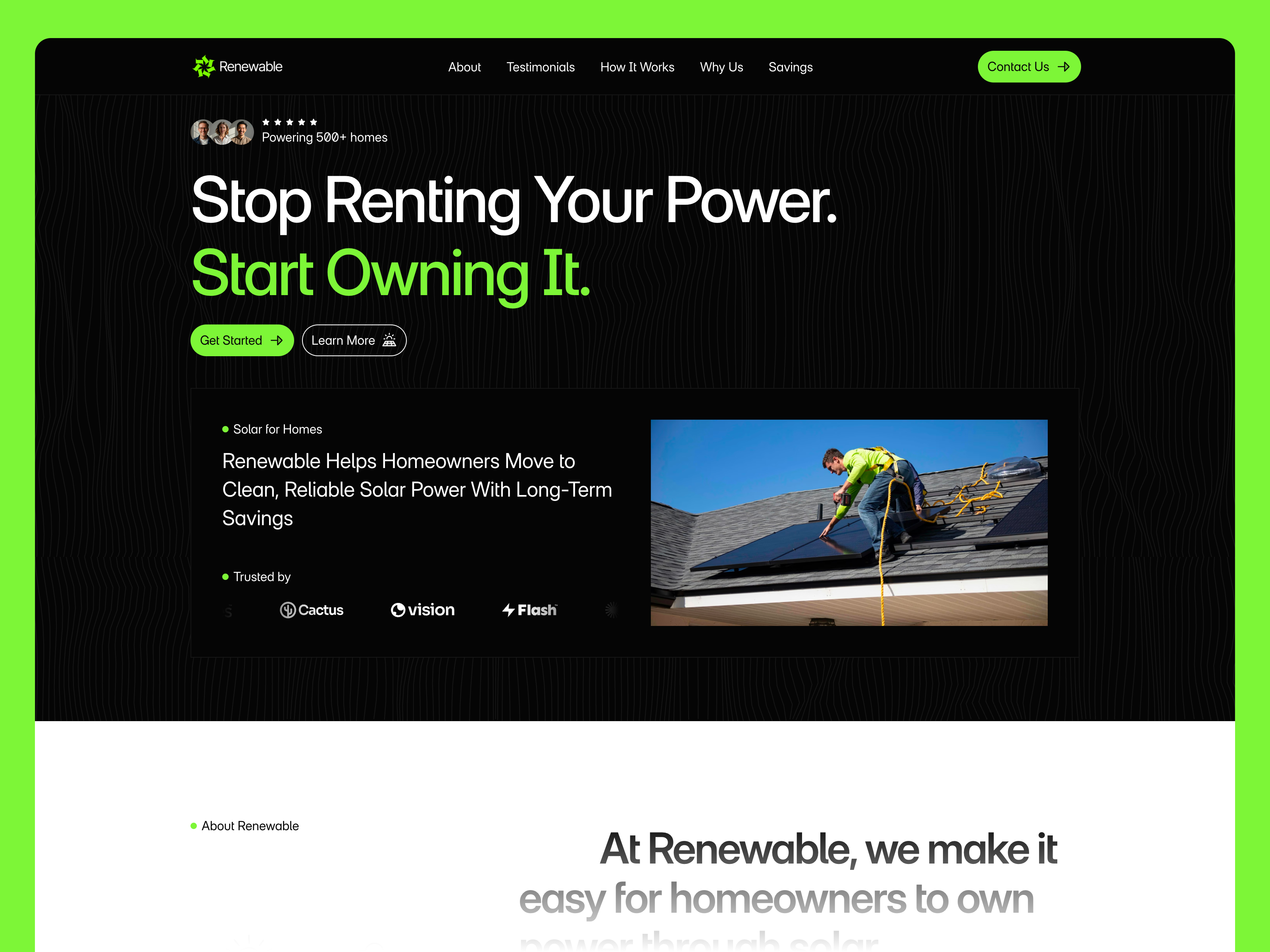 Preview of Renewable template showcasing clean design