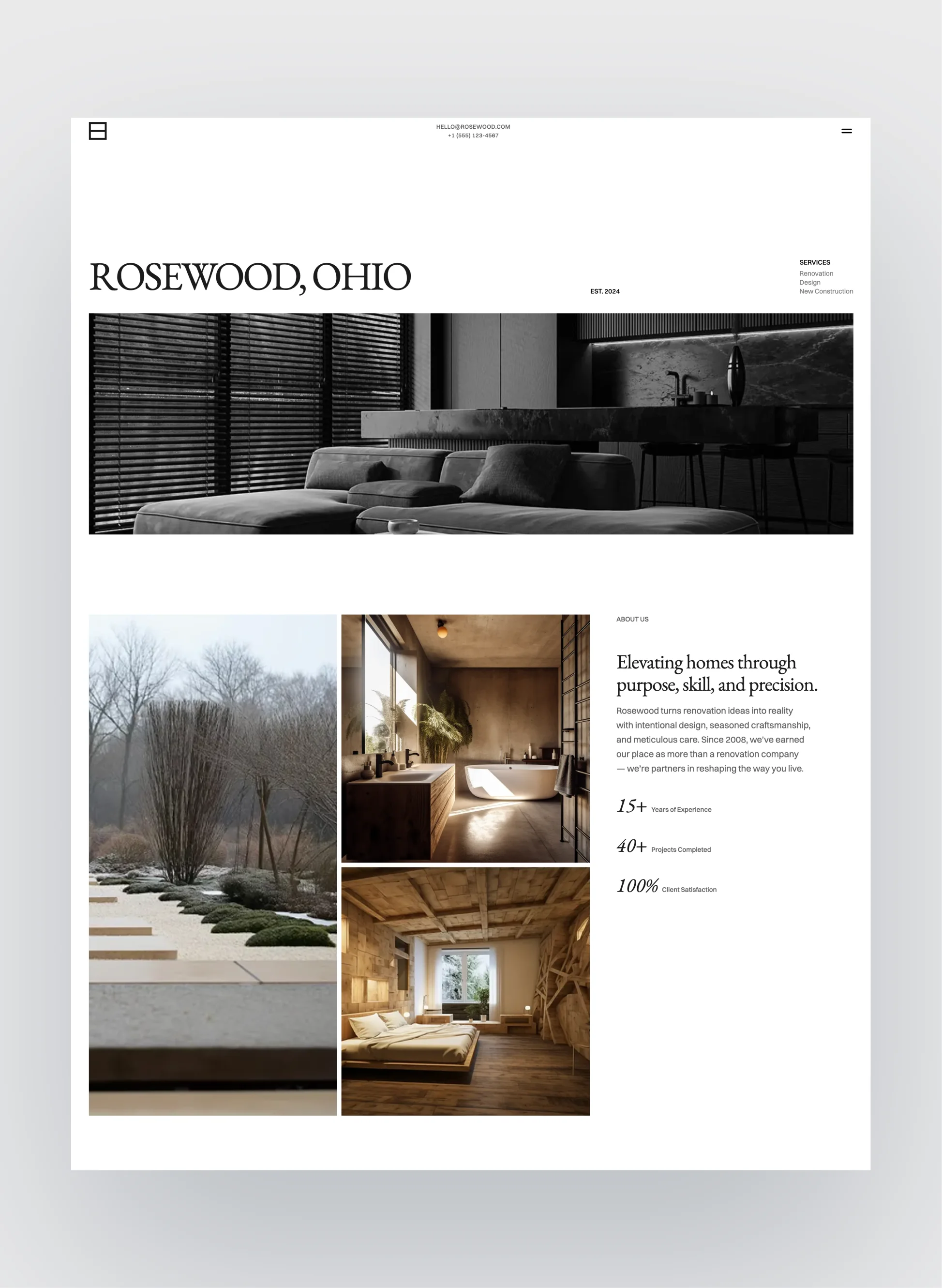 Details of the service section in Rosewood template