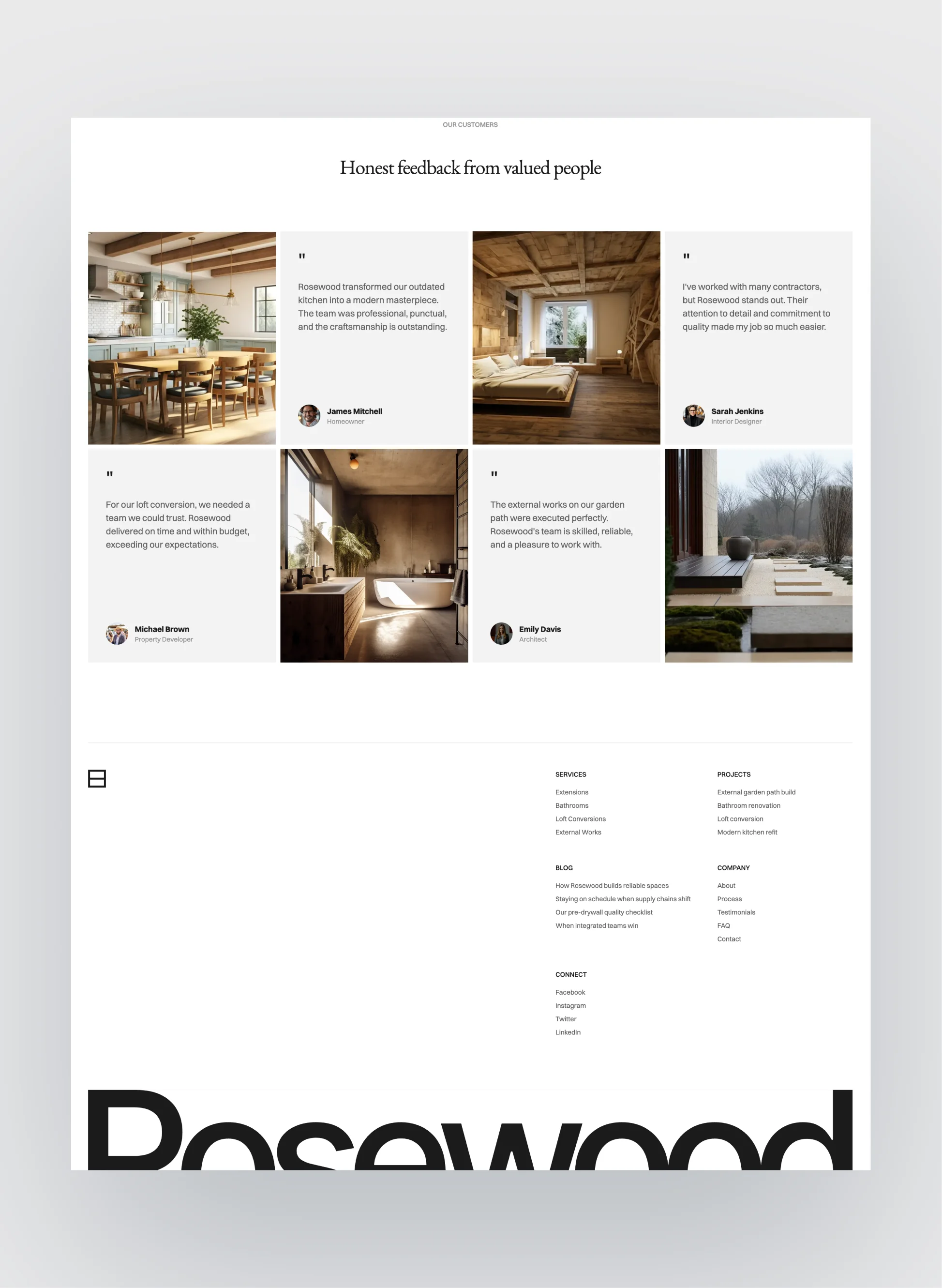 Typography options in the Rosewood construction template
