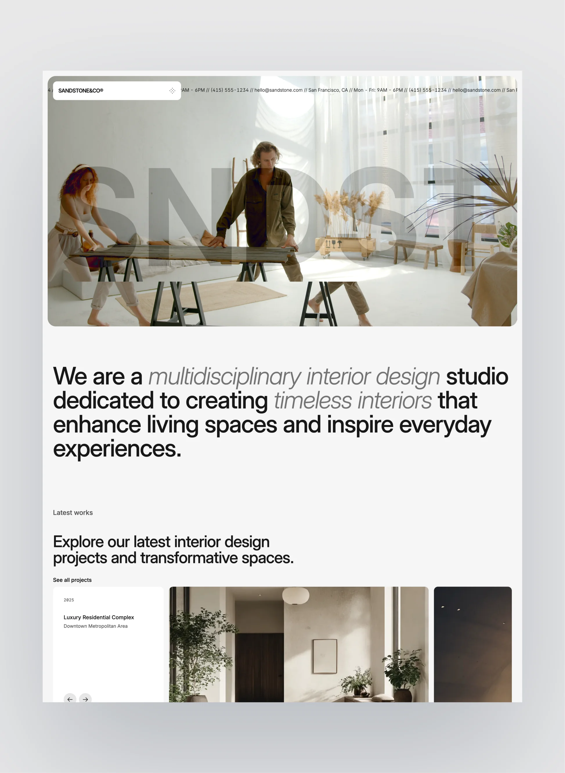Project layout of Sandstone interior design theme