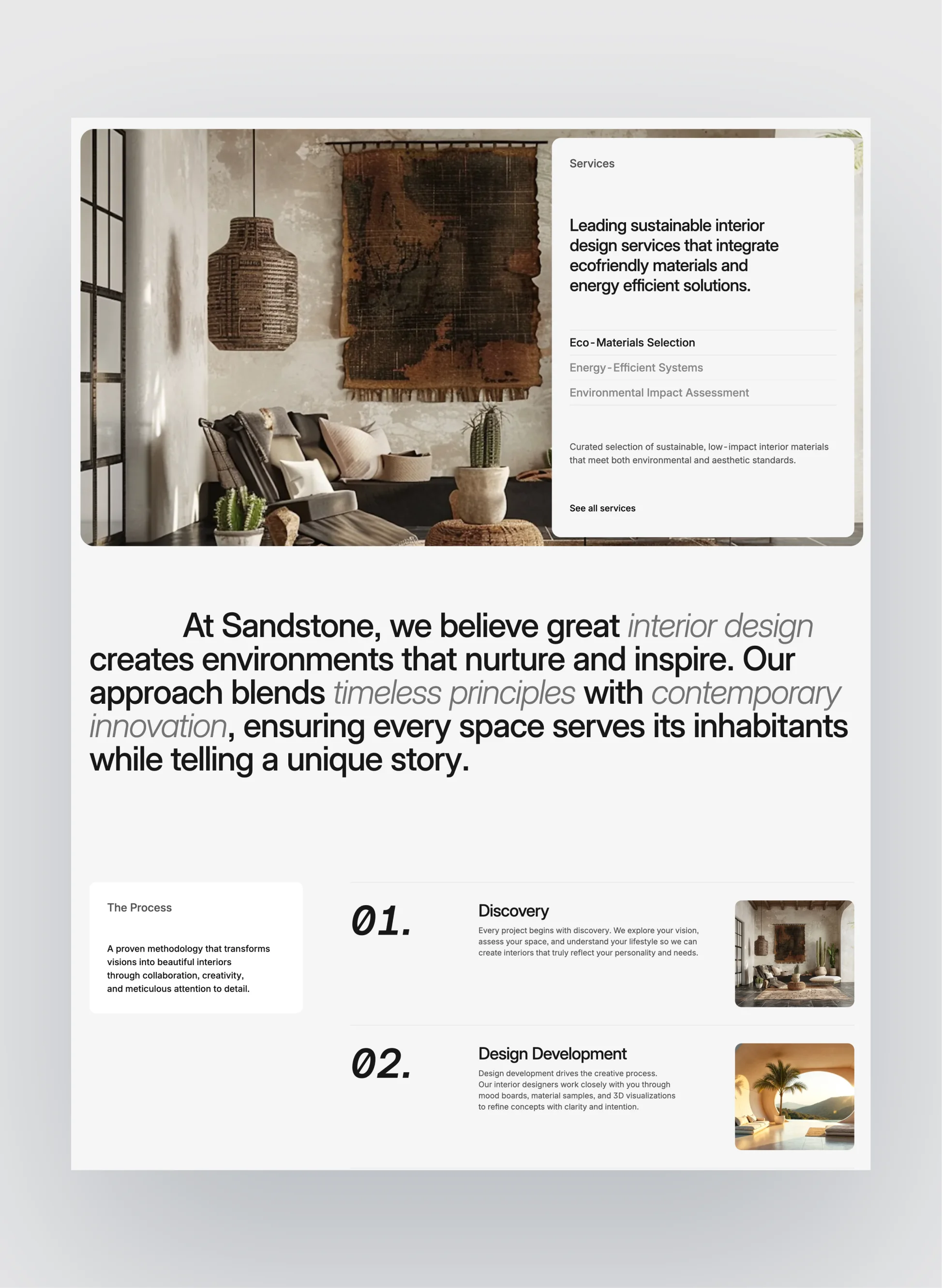 About section in Sandstone website template