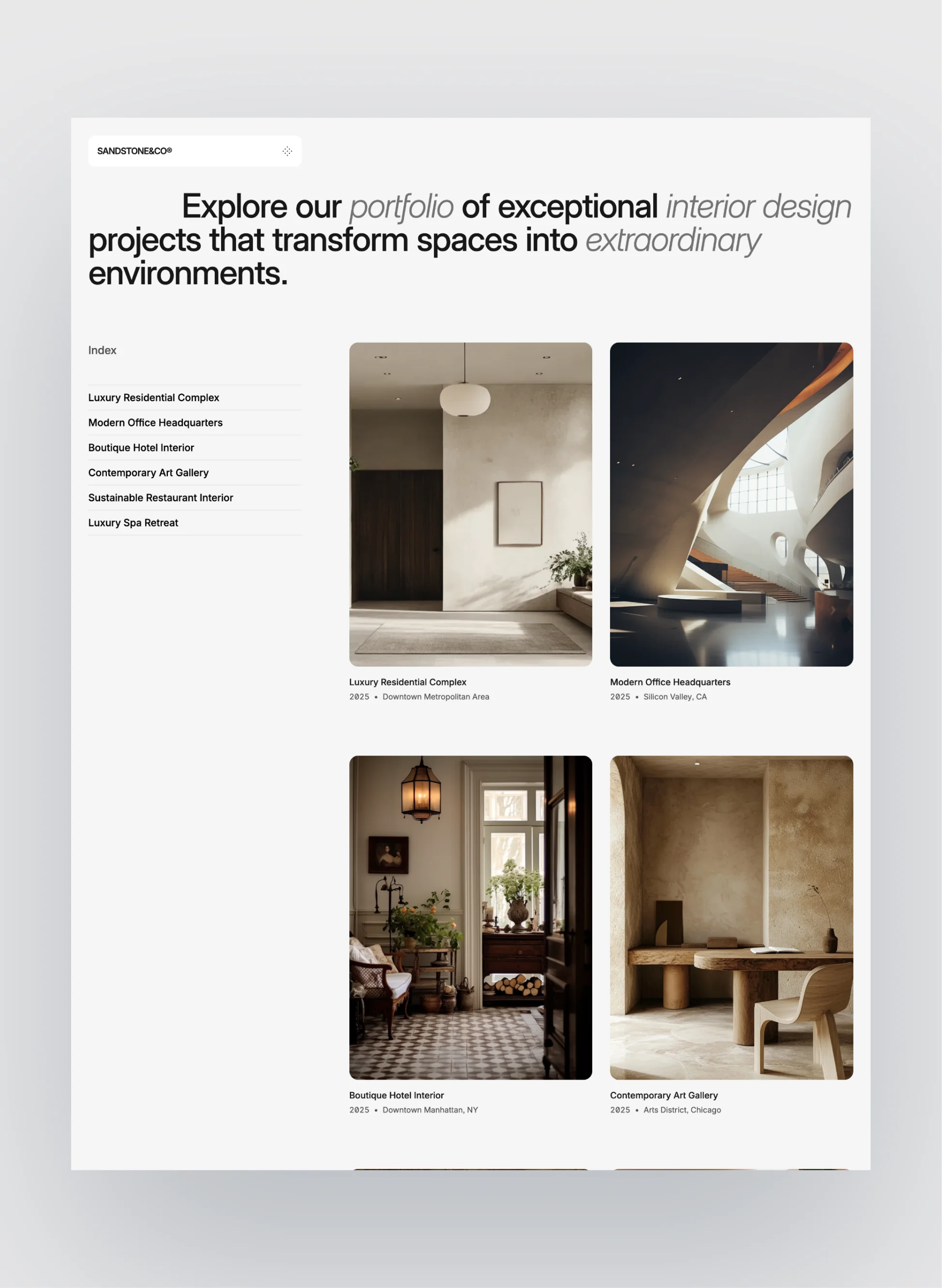 Mobile view of Sandstone website template