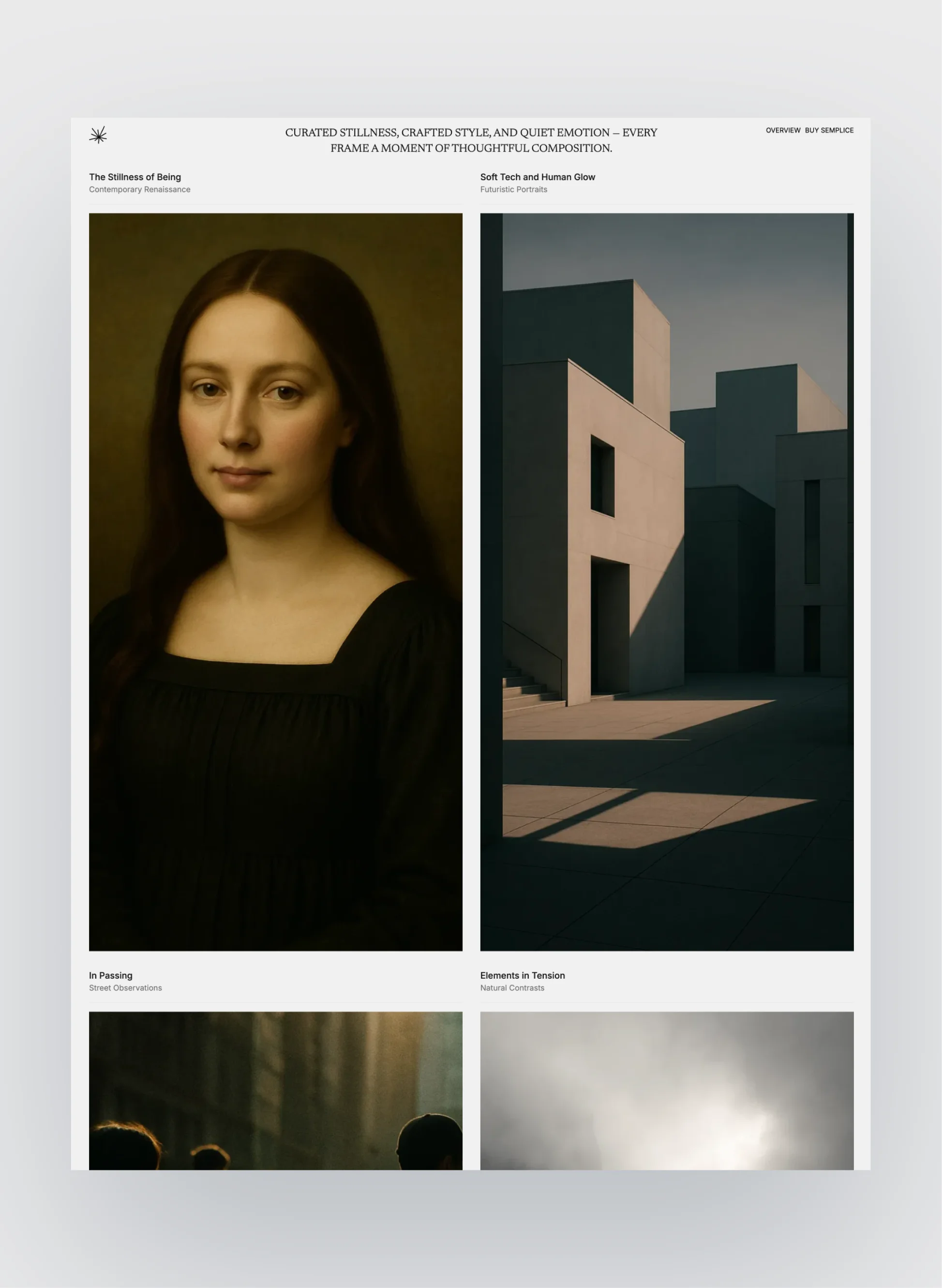 Portfolio page design of Semplice template