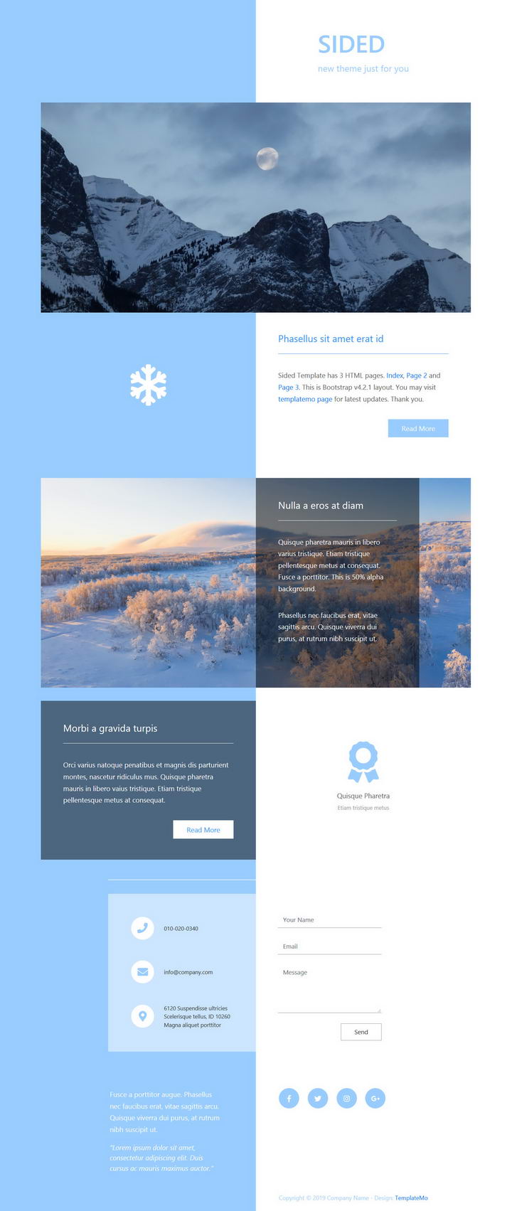 Screenshot of the Sided Template showcasing its multi-page design.