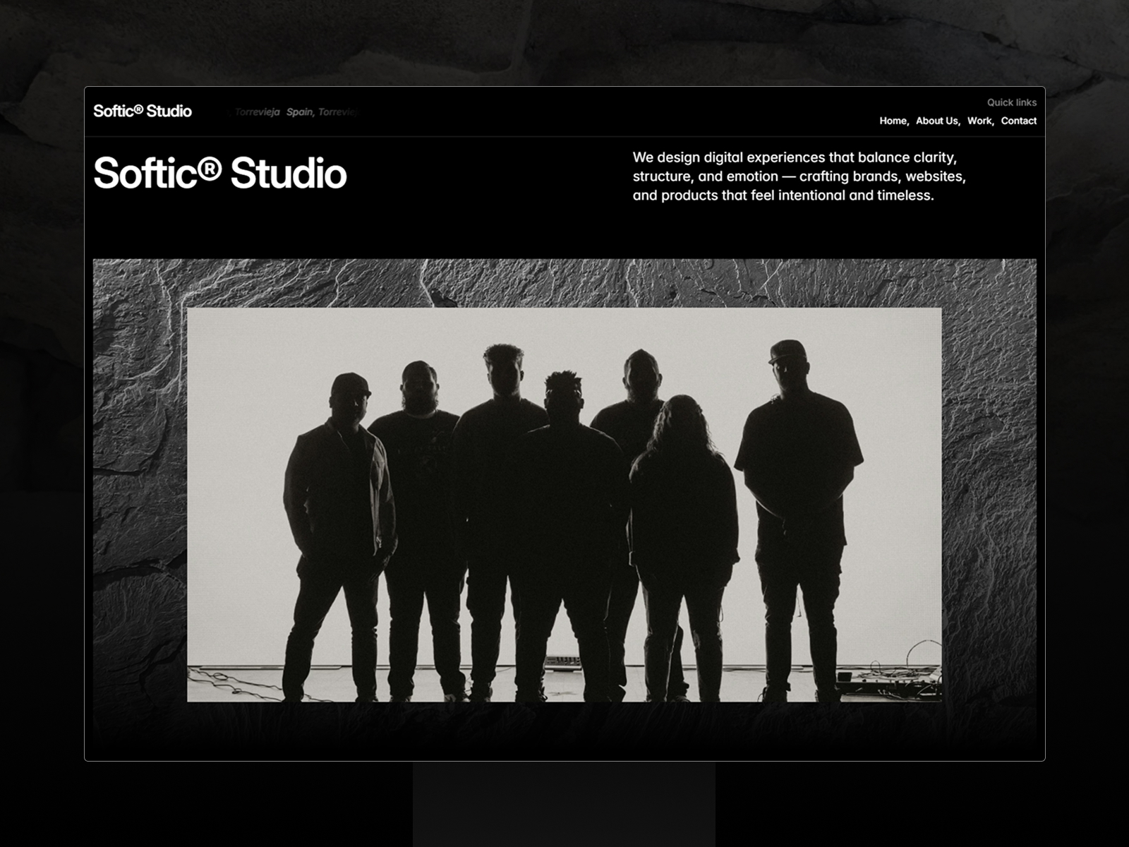 Softic Studio dark design interface preview