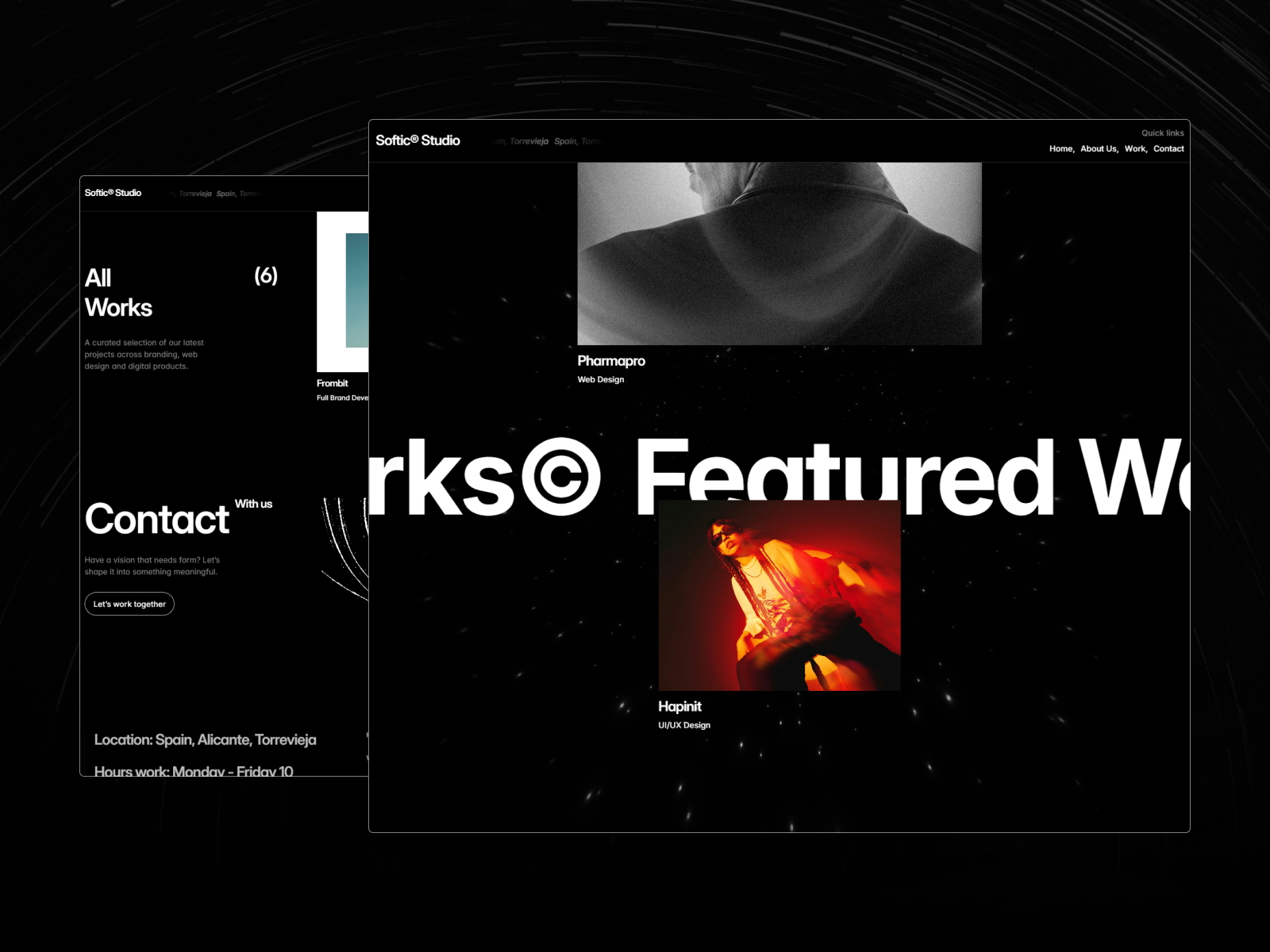 Softic Studio project showcase with CMS