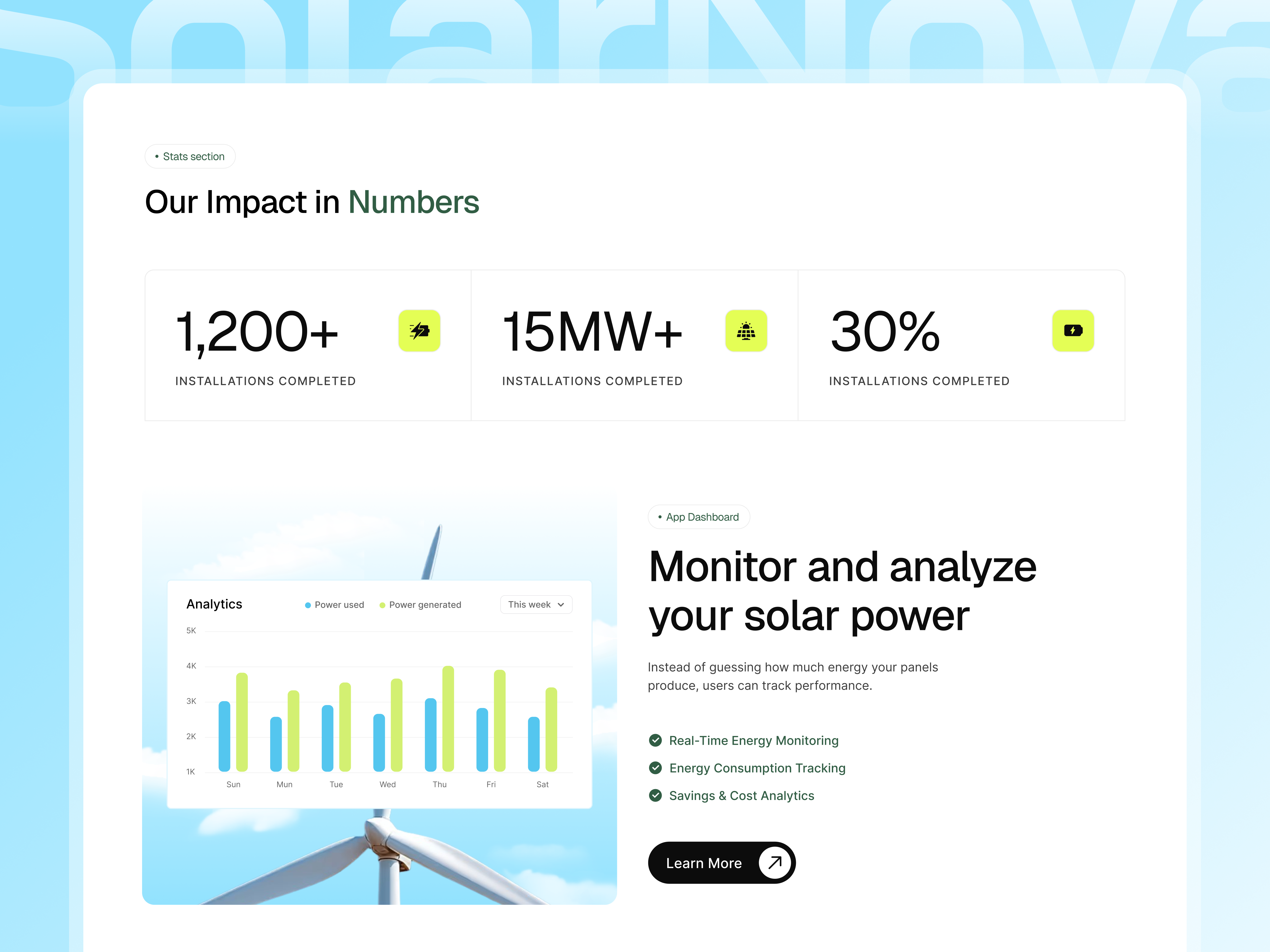 Responsive design showcased on mobile devices for Solarnova