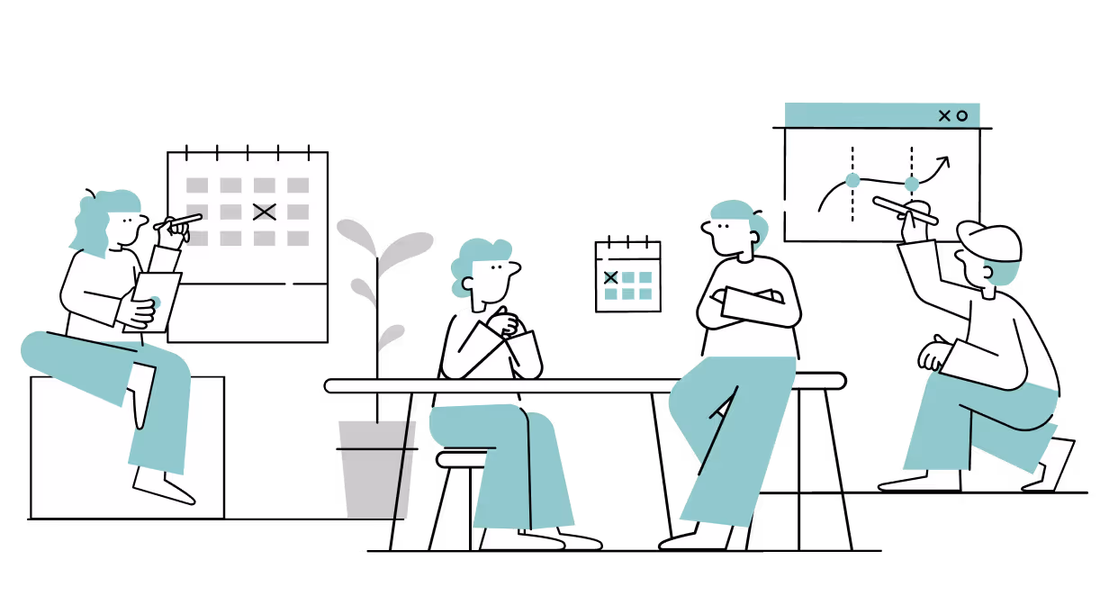 Vector design of a woman in a Zoom call for a tech company