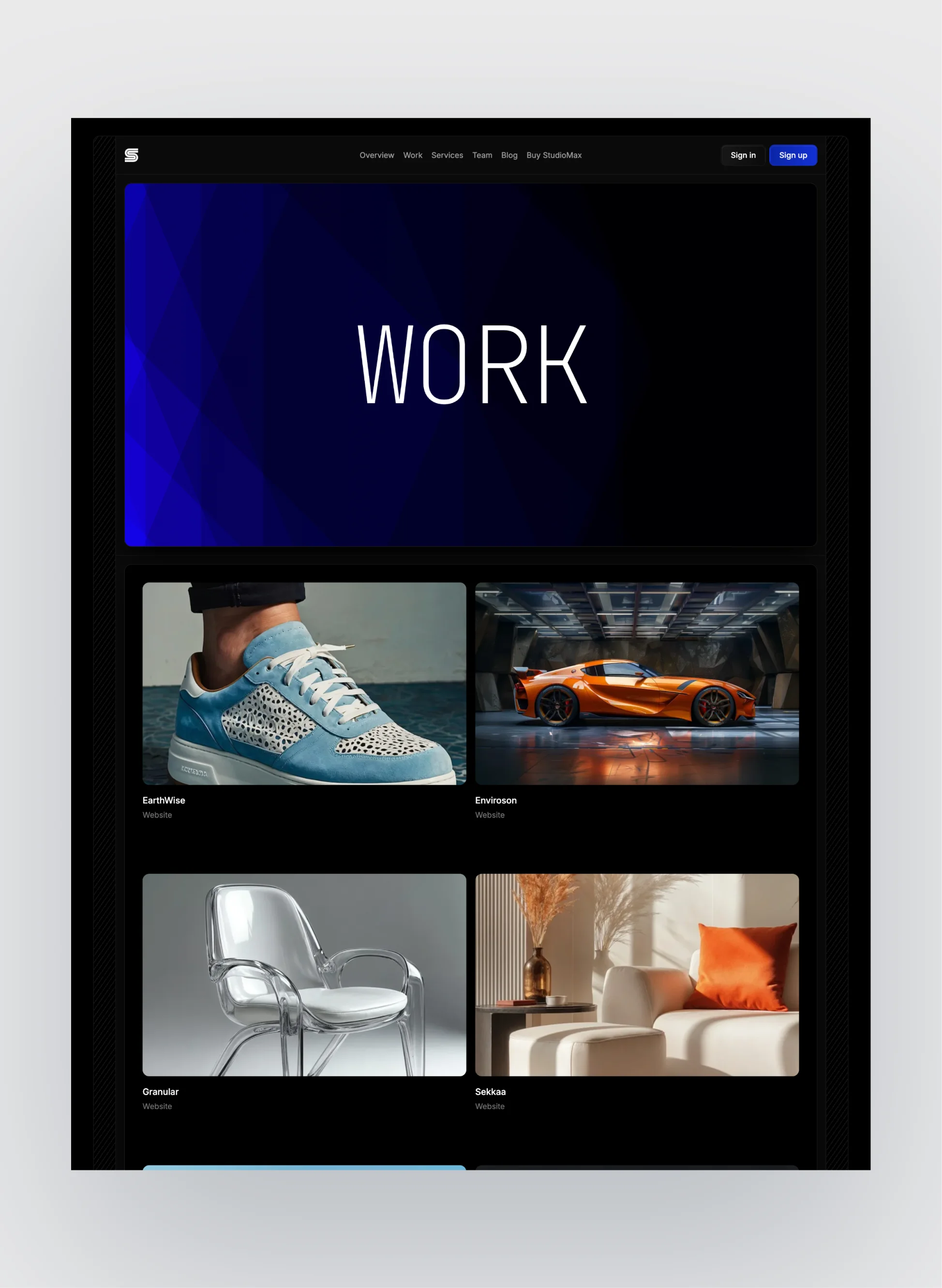 Studiomax template service section