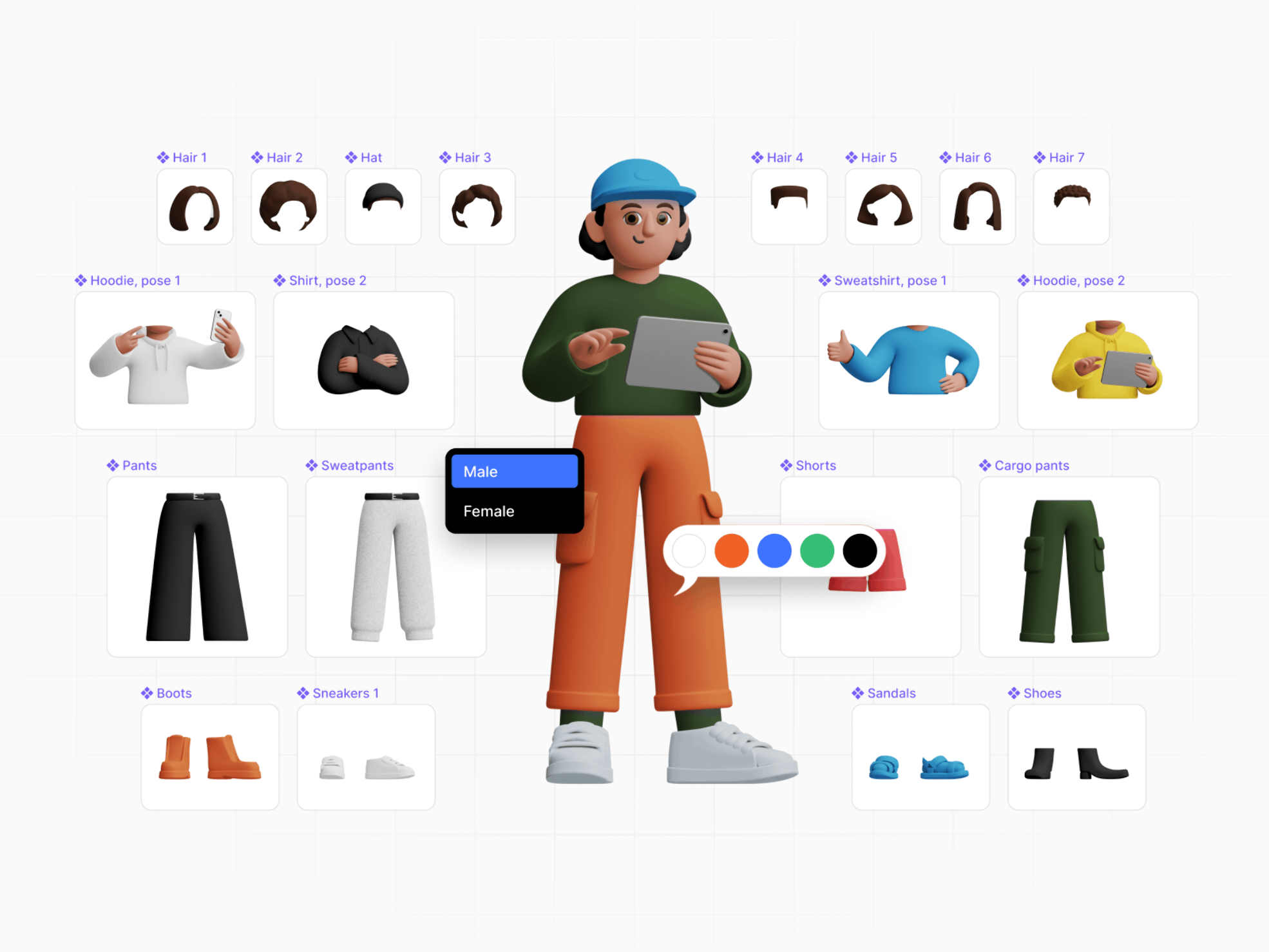 Diverse group of 3D characters showcasing teamwork