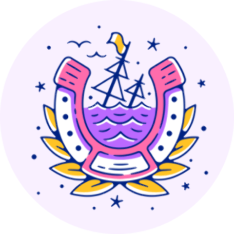 Colorful tattoo design featuring bold outlines and shapes