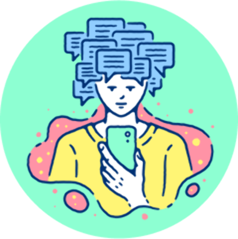 Old school character with a computer illustration