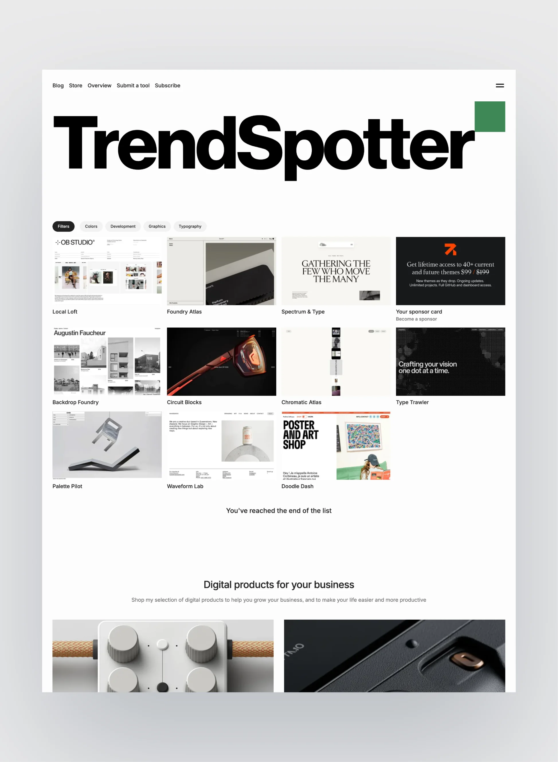 Flexible layout options in Trendspotter
