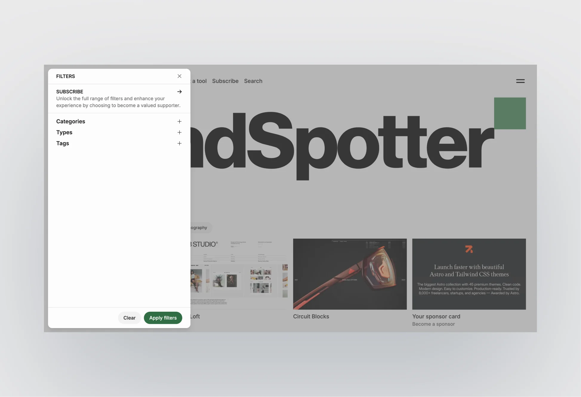 Modern design elements of Trendspotter