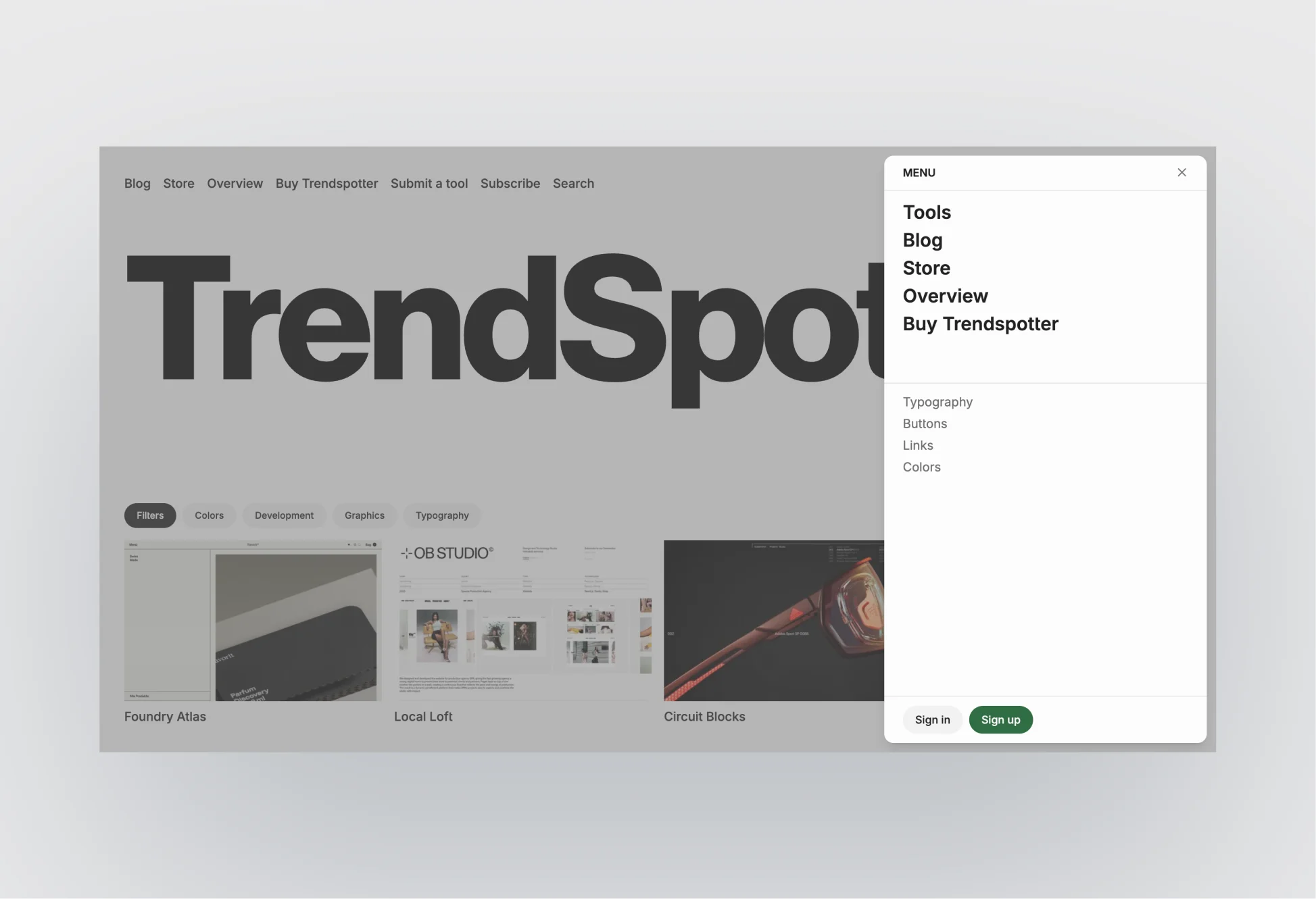 Astro framework showcase in Trendspotter