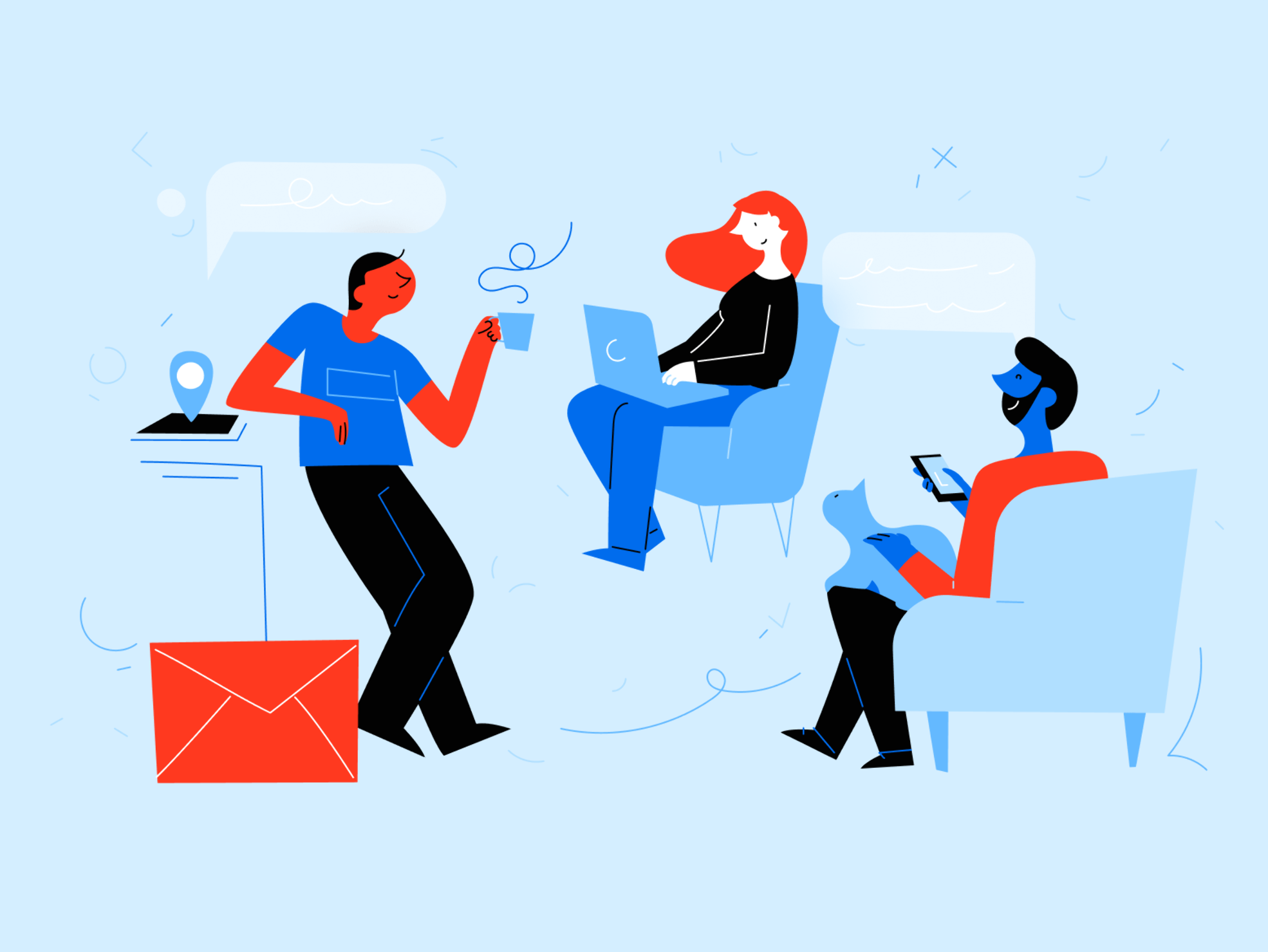 Bright and friendly vector illustration for tech apps