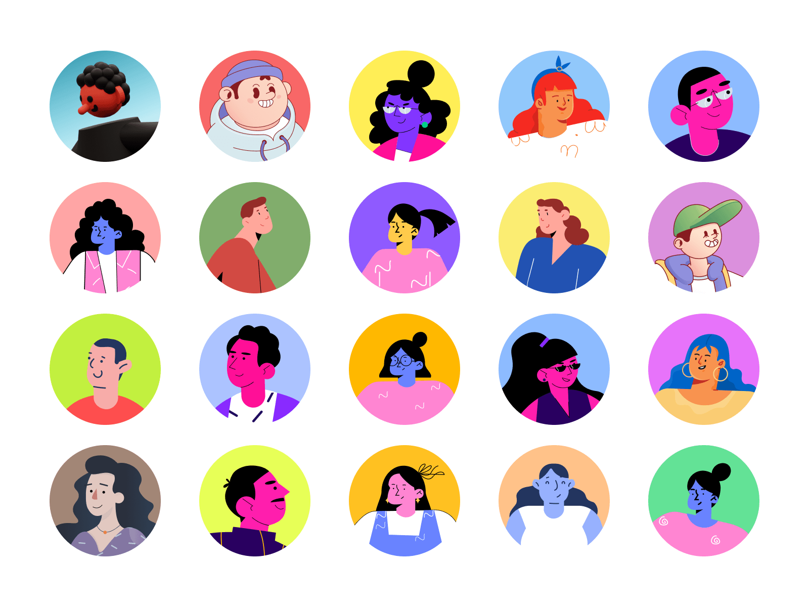 A preview of circular user avatars from the Userpics collection.