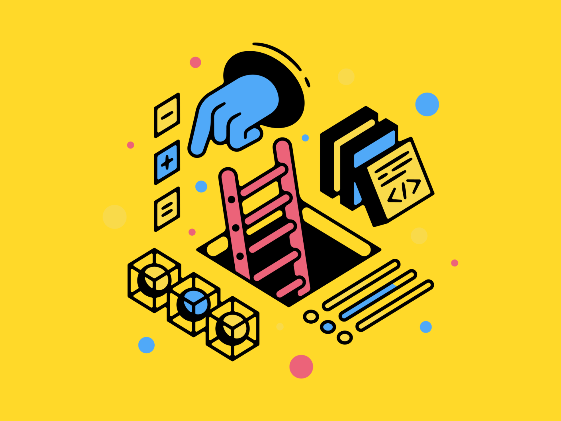 Illustration depicting a programmer at work