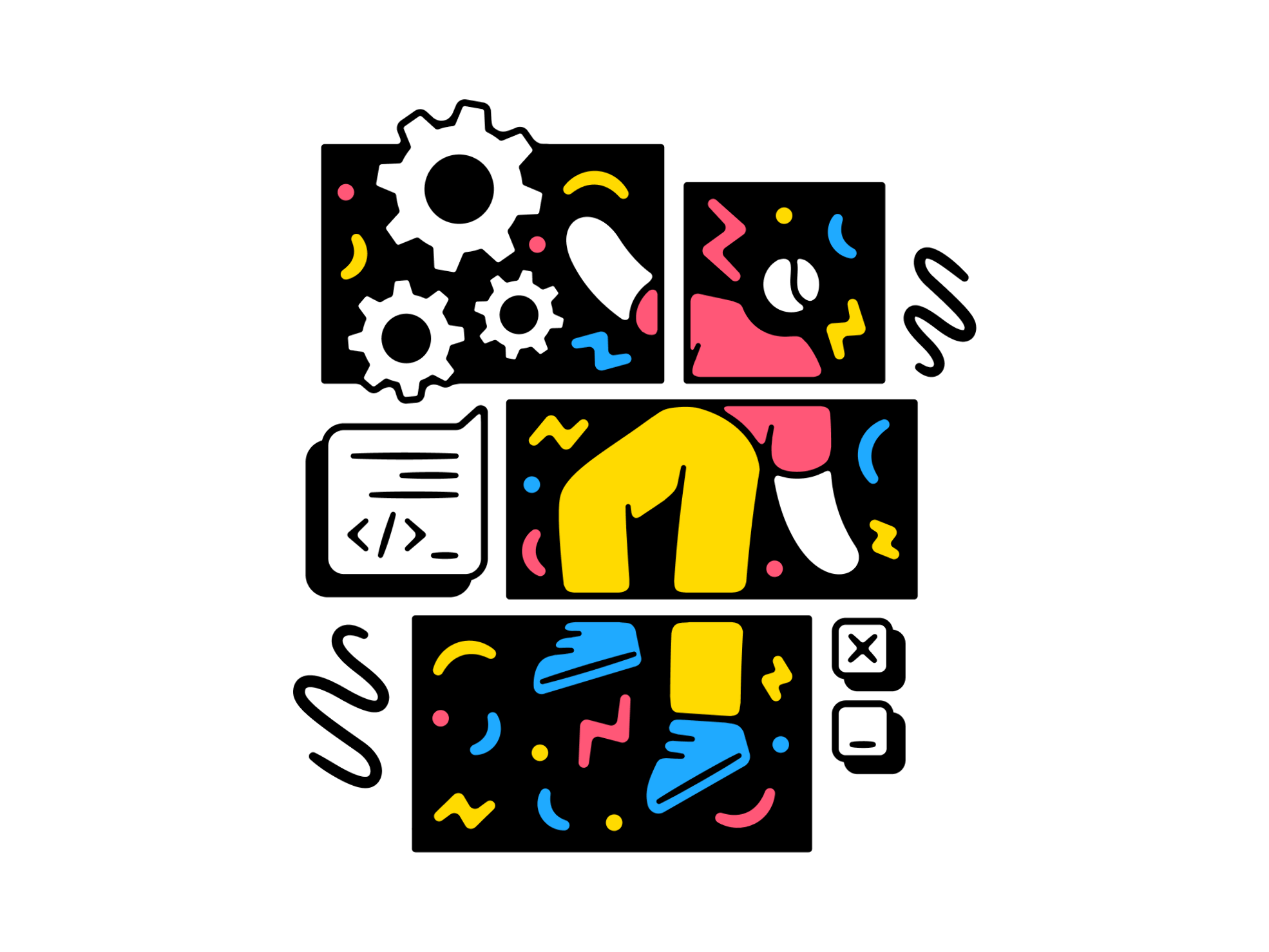 Illustration of a designer using a tablet for UI design