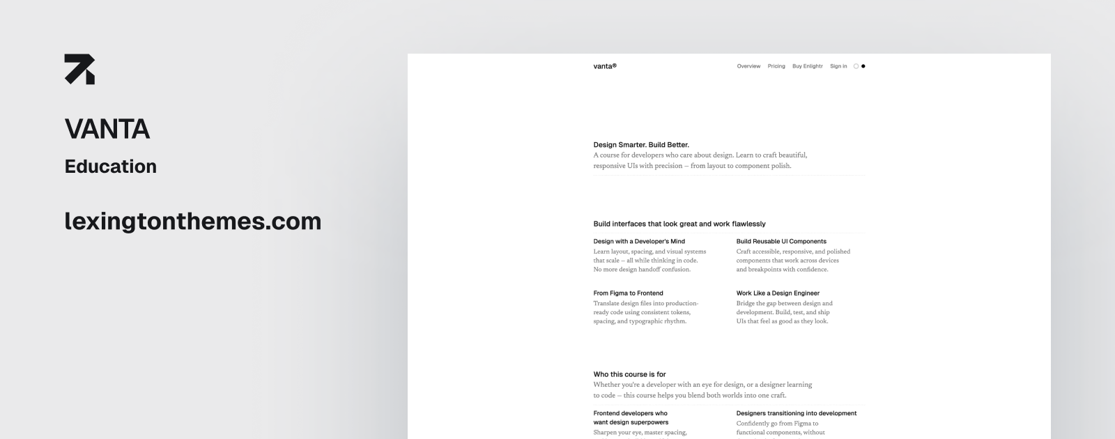 Vanta education template homepage preview