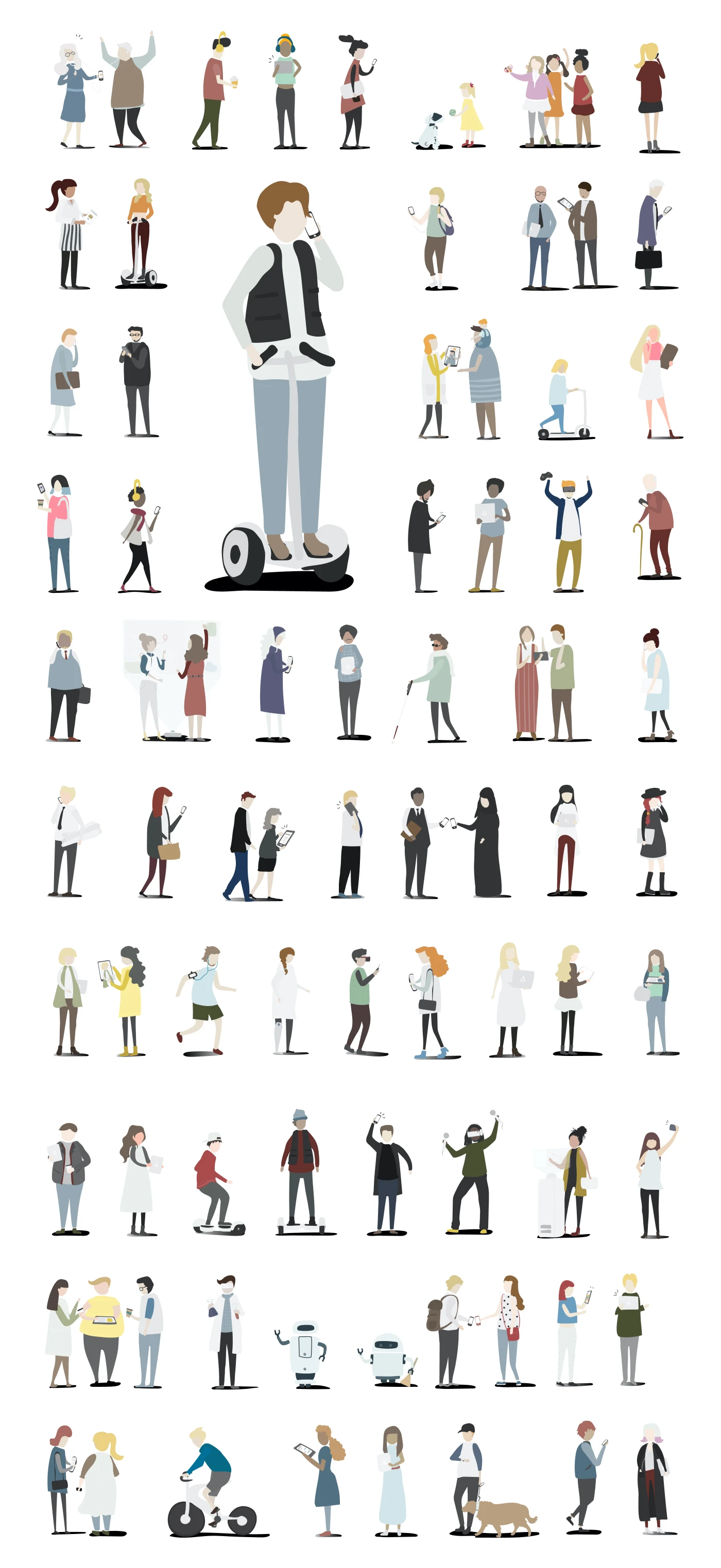 Vector character illustrations of people in action for Figma.