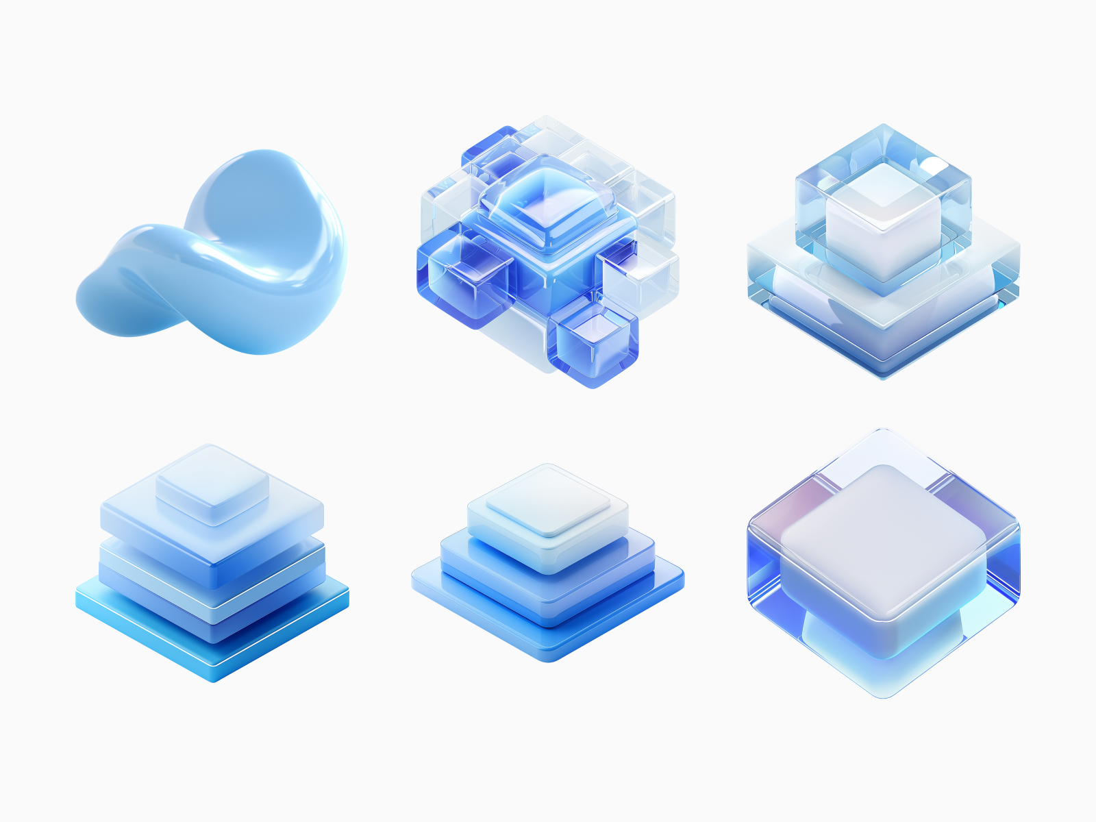 High-resolution blue glass design with transparency