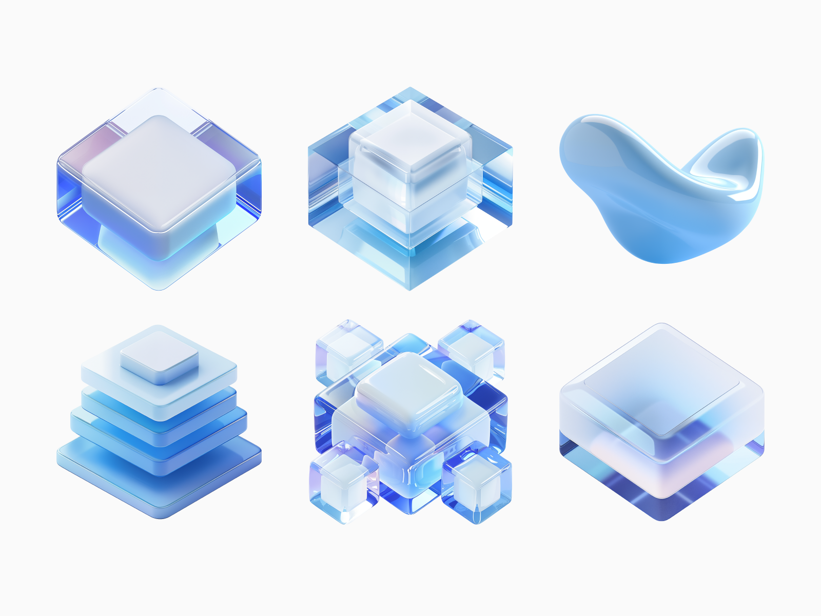 Elegant 3D shape illustration for UI mockups