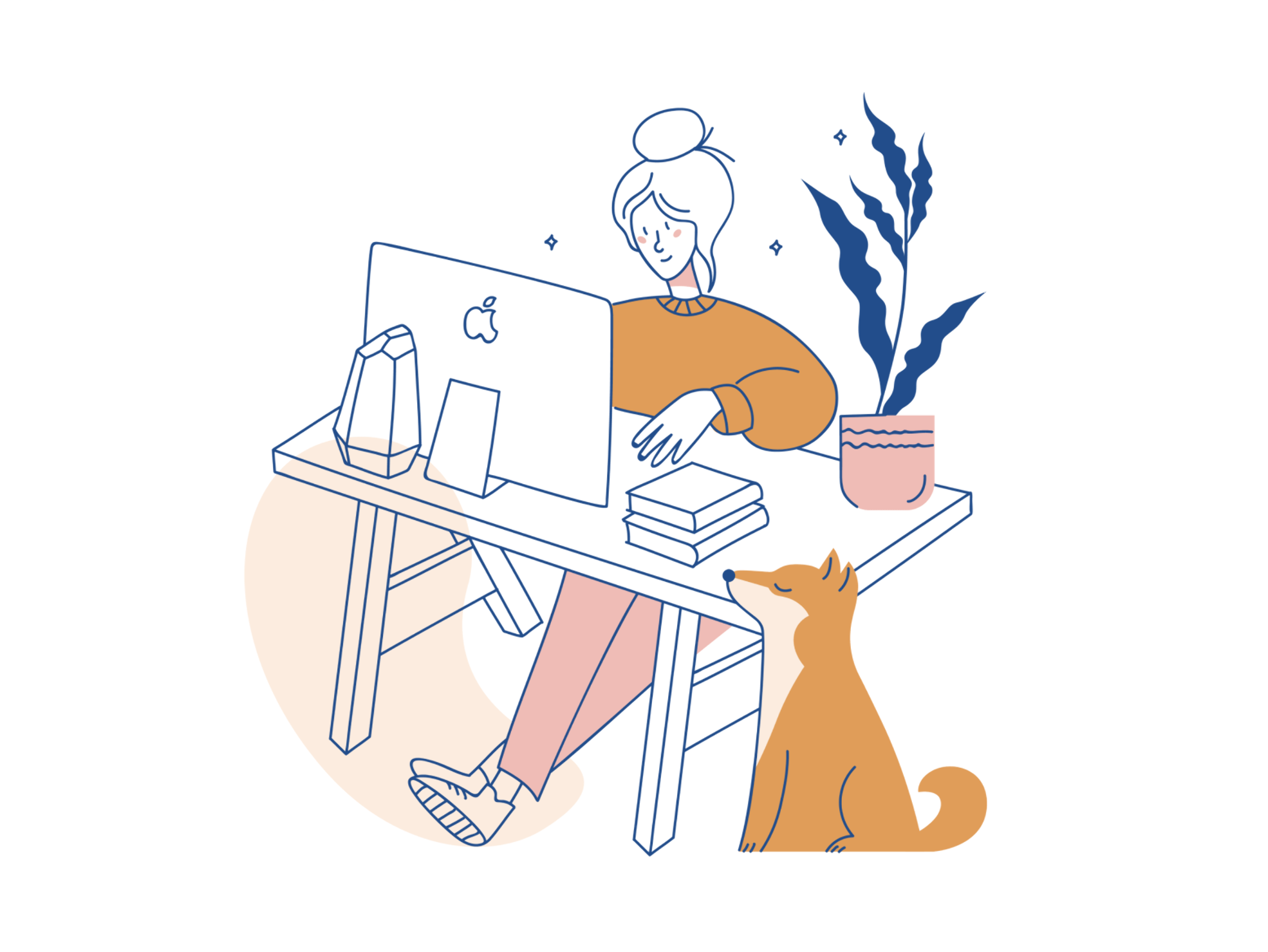 Character studying peacefully with books