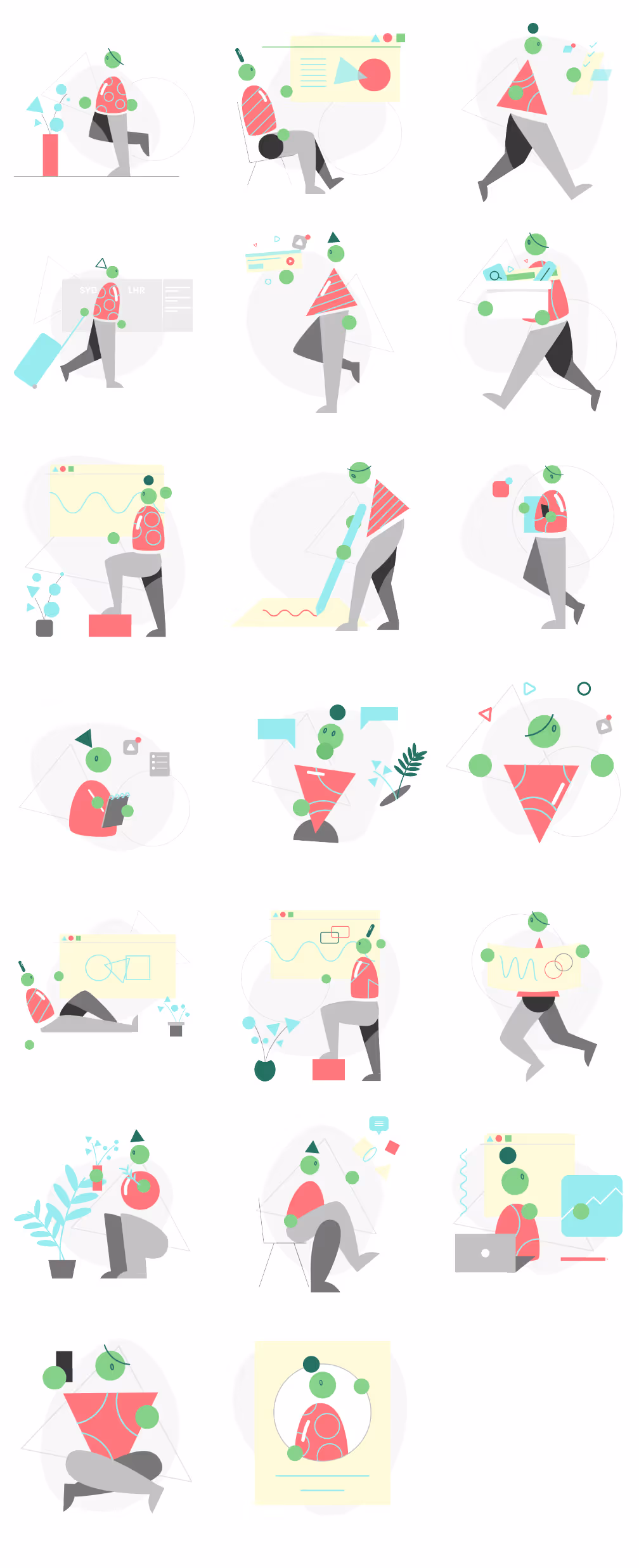 Various playful watermelon designs with faces