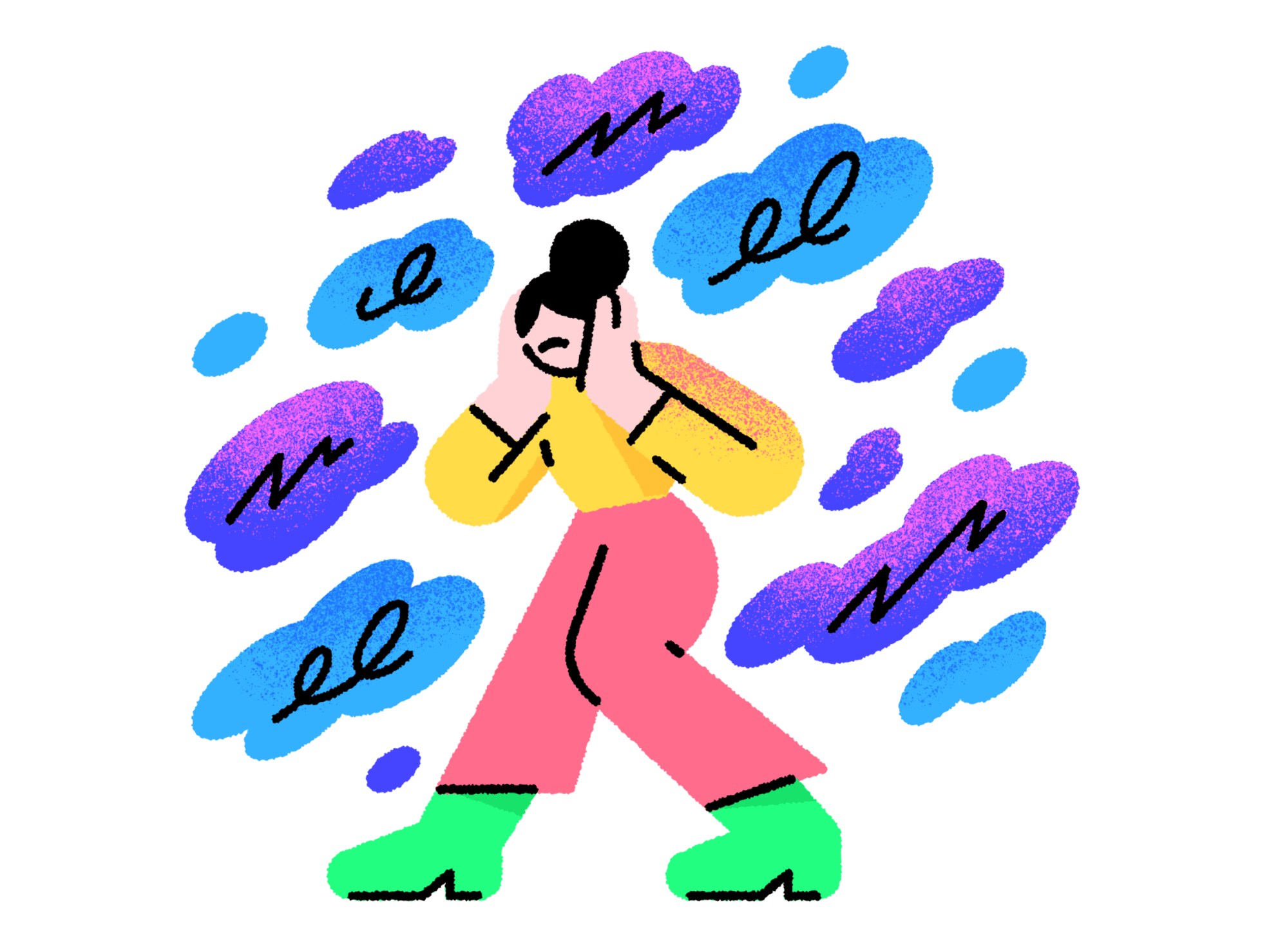 Bright vector illustration of a person meditating