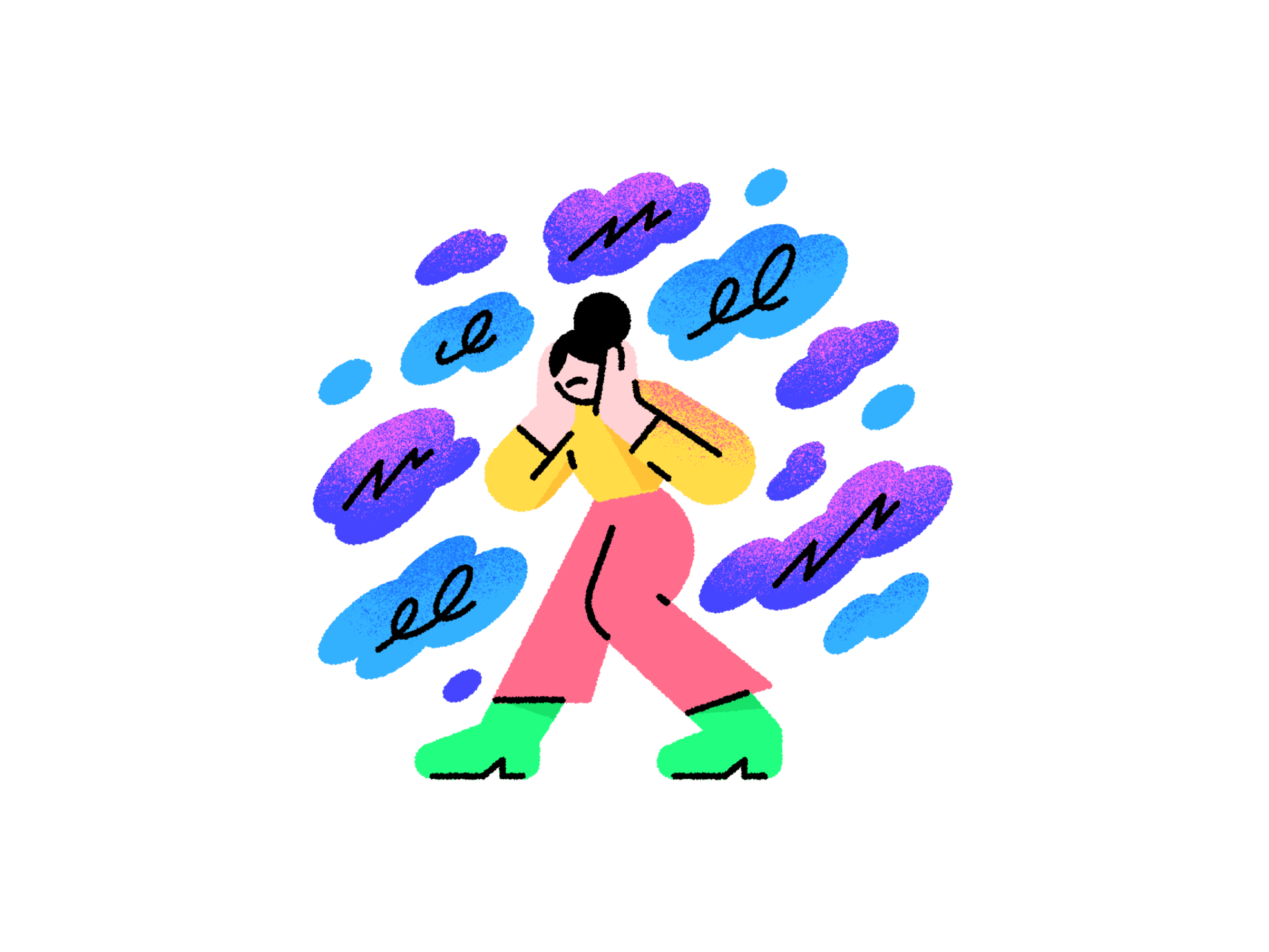 Outline illustration of wellness activities