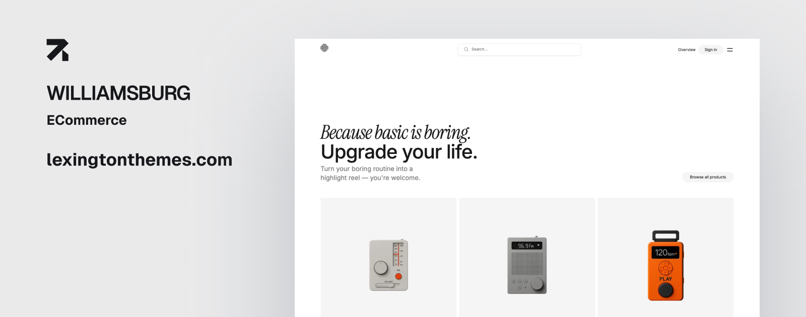 Williamsburg homepage showcasing clean layout