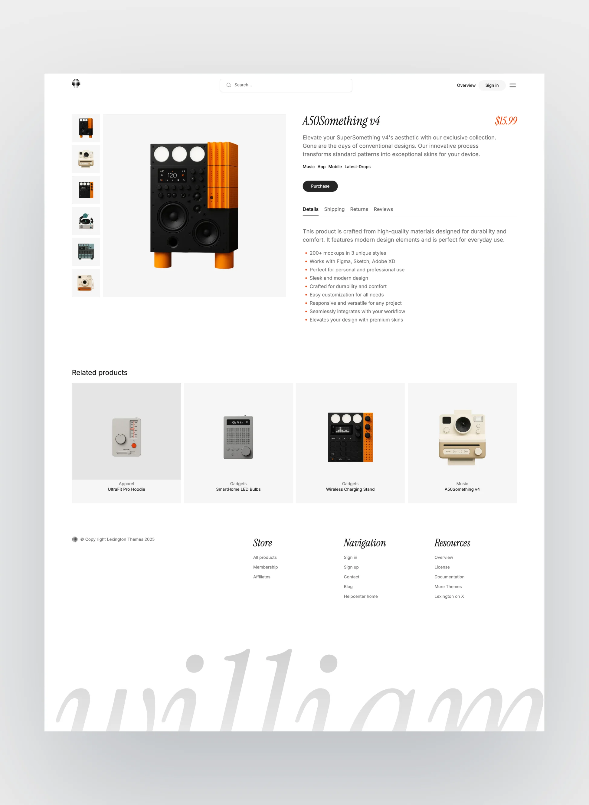 Elegant typography sample in Williamsburg design