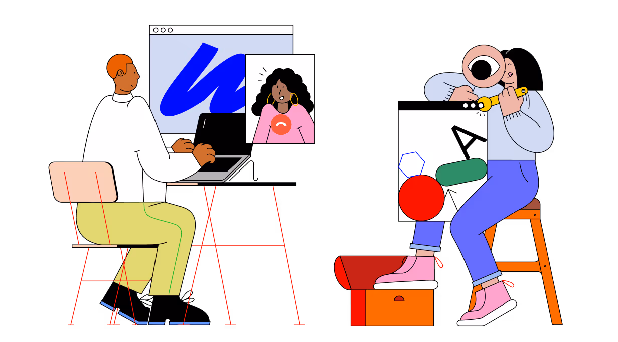 Vector illustration of a person surrounded by work papers