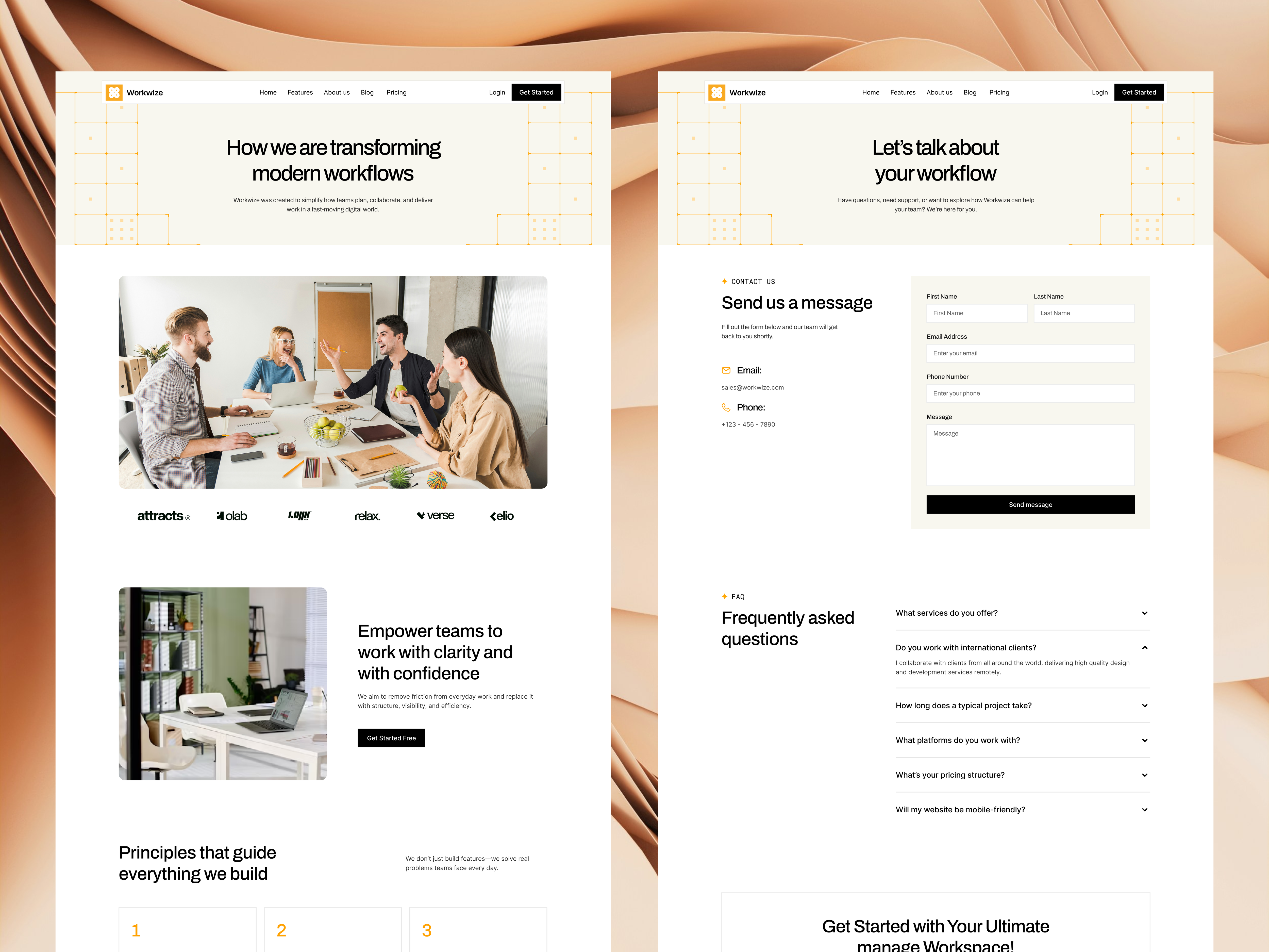 Mobile view of the Workwize template showcasing responsiveness
