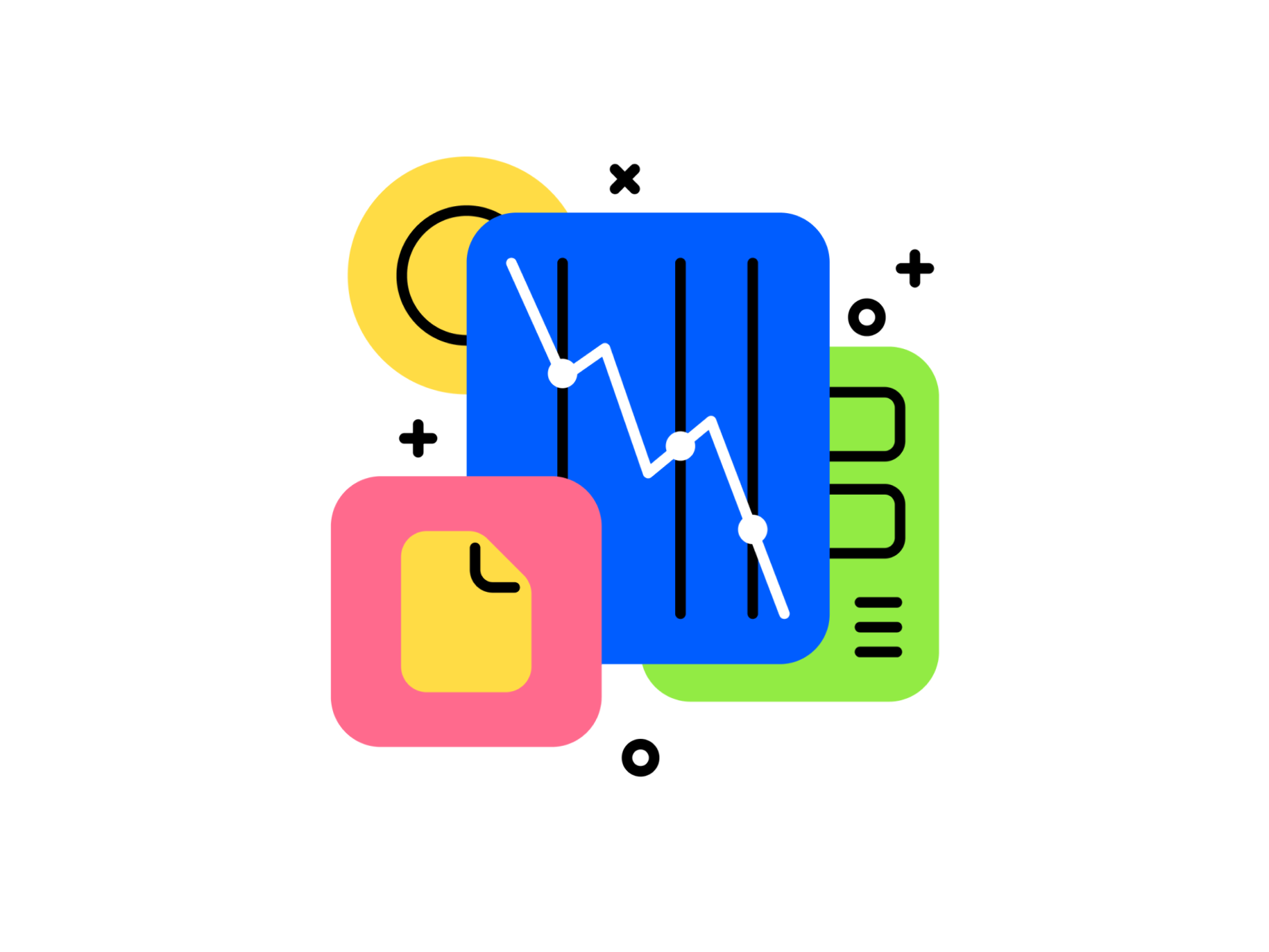 Bright and bold monochrome business icons